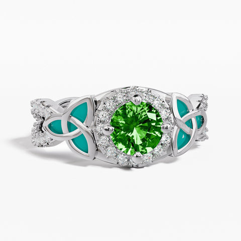 Interwoven Lucky Leaf Ring -  Emerald