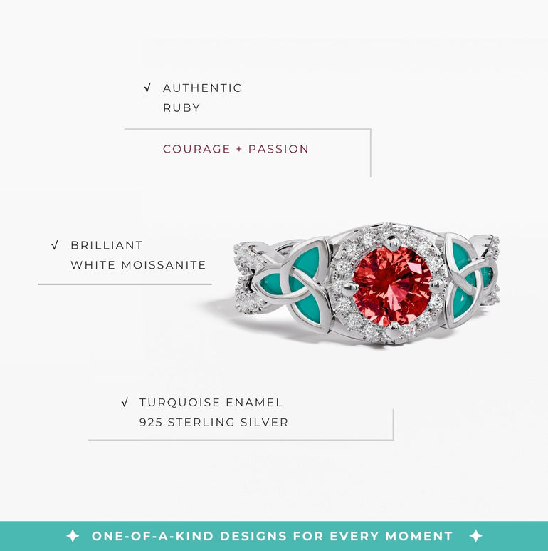 Interwoven Lucky Leaf Ring - Ruby - Serene Western