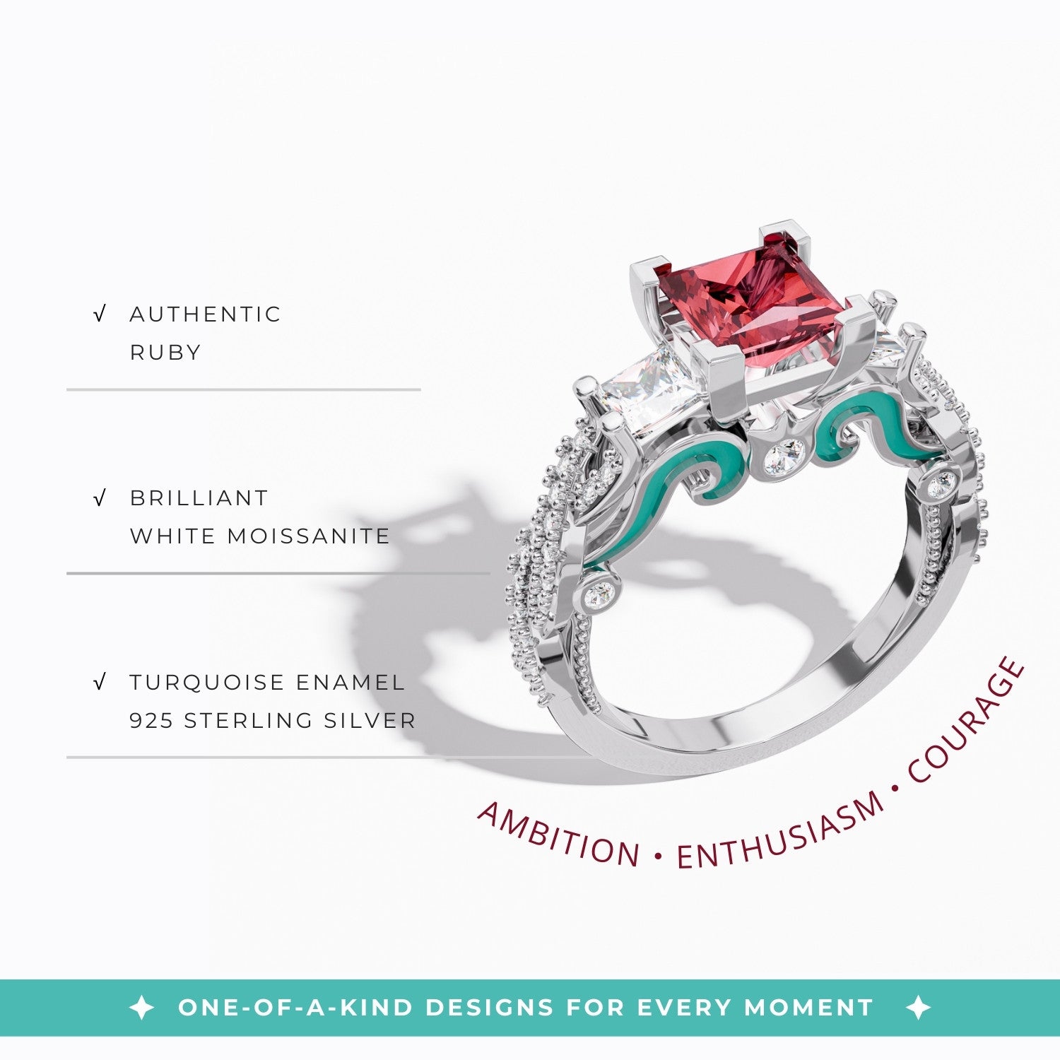 Love Rivet Ring - Ruby - Serene Western