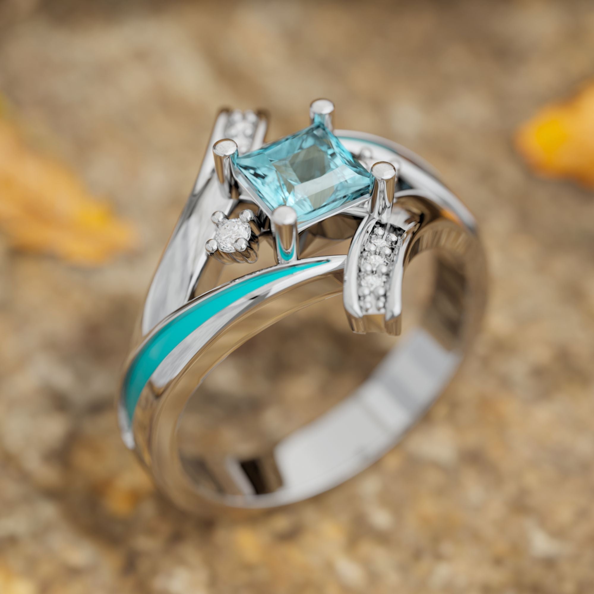 Milky Way Kiss Ring - Aquamarine - Serene Western