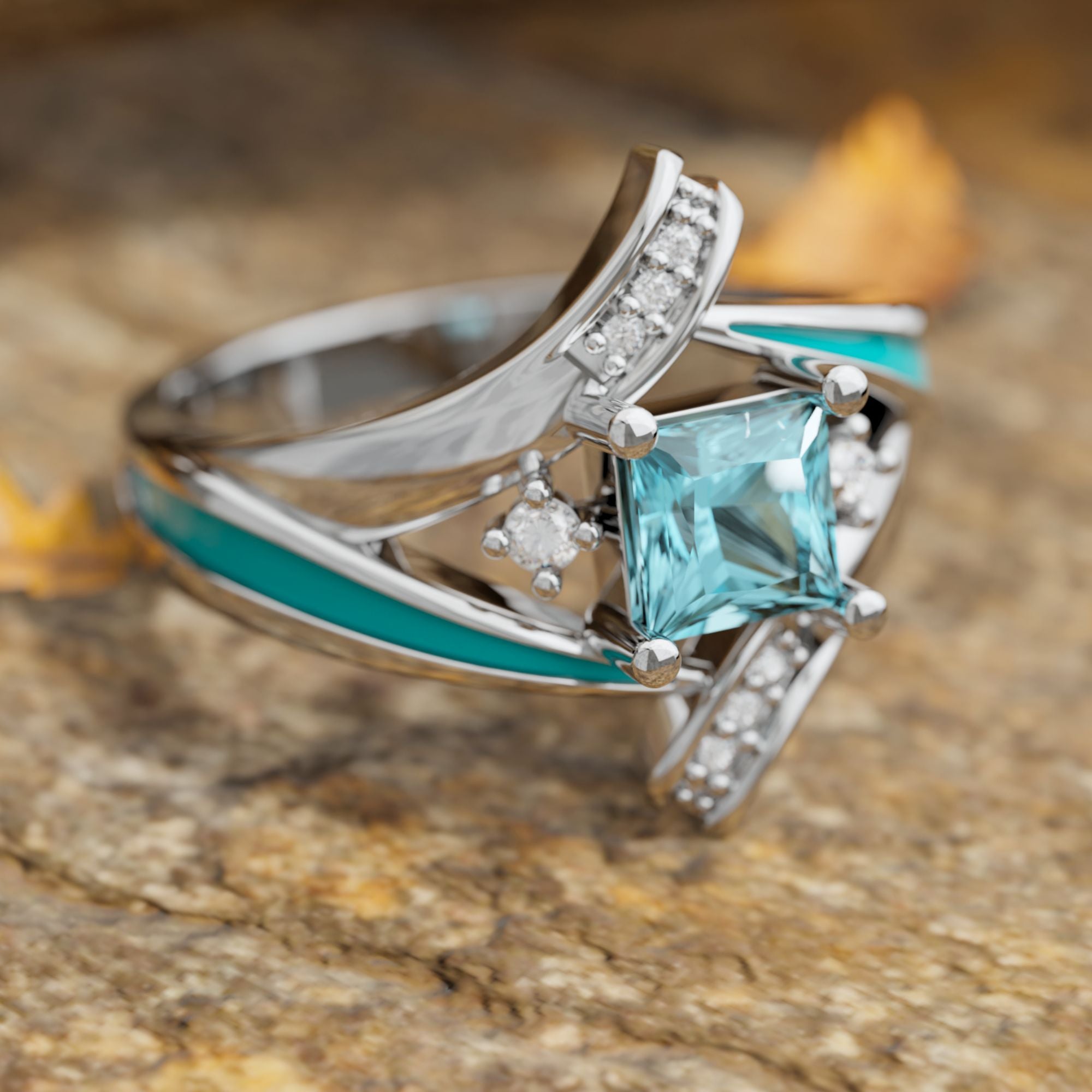 Milky Way Kiss Ring - Aquamarine - Serene Western