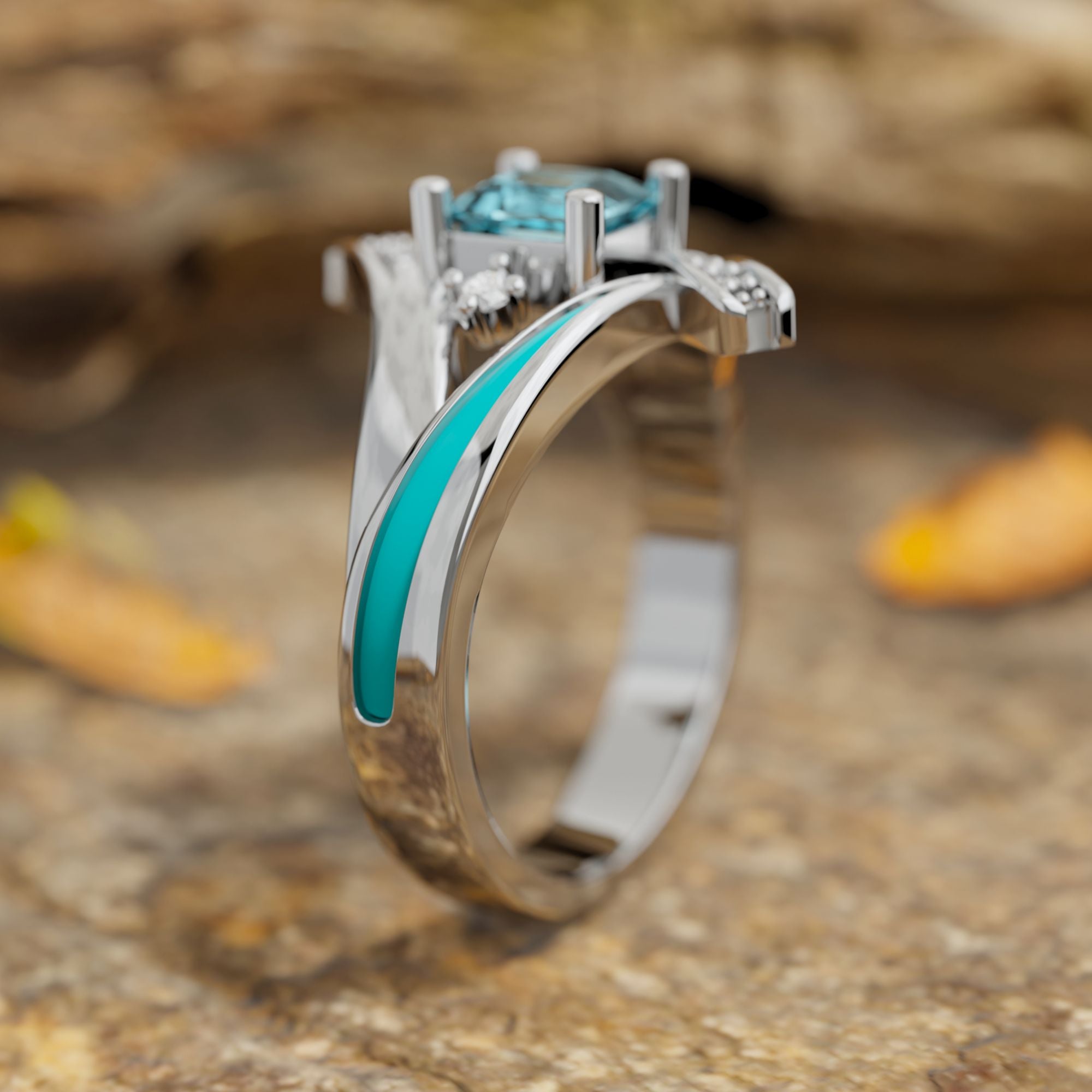 Milky Way Kiss Ring - Aquamarine - Serene Western