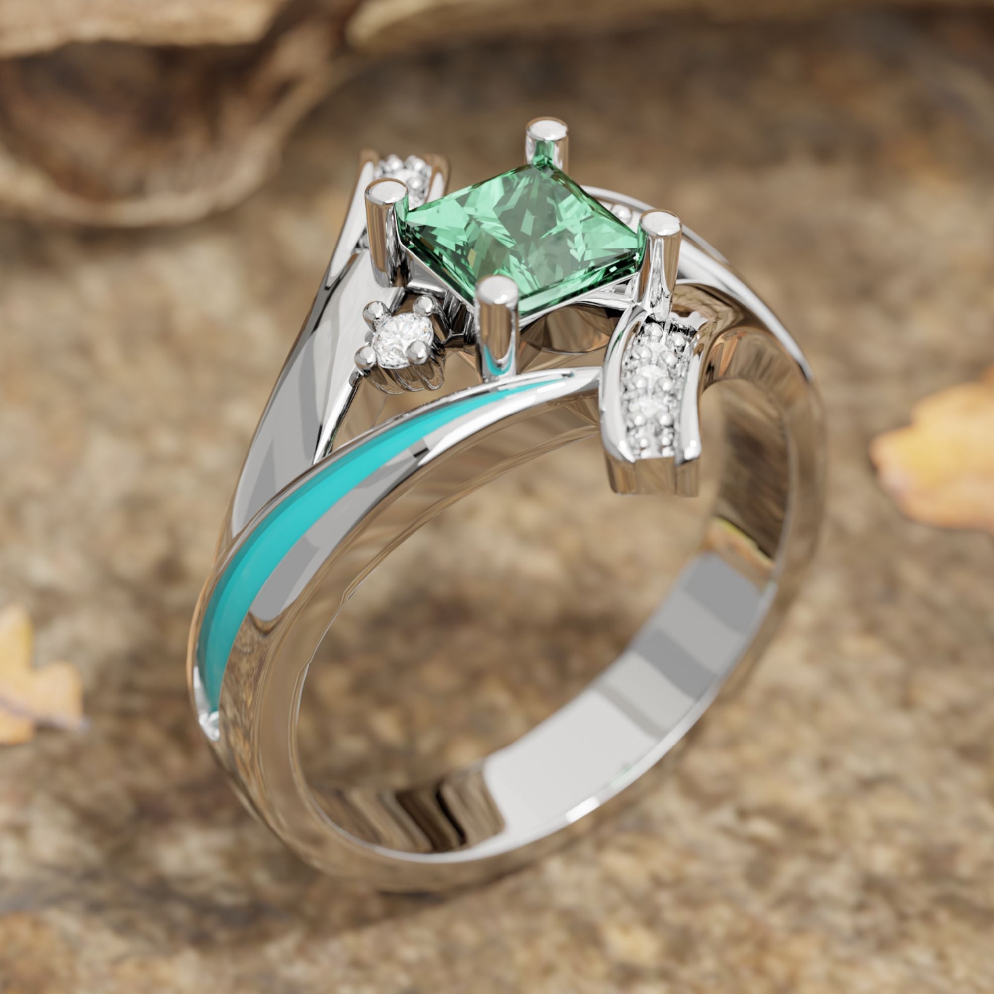 Milky Way Kiss Ring - Emerald - Serene Western