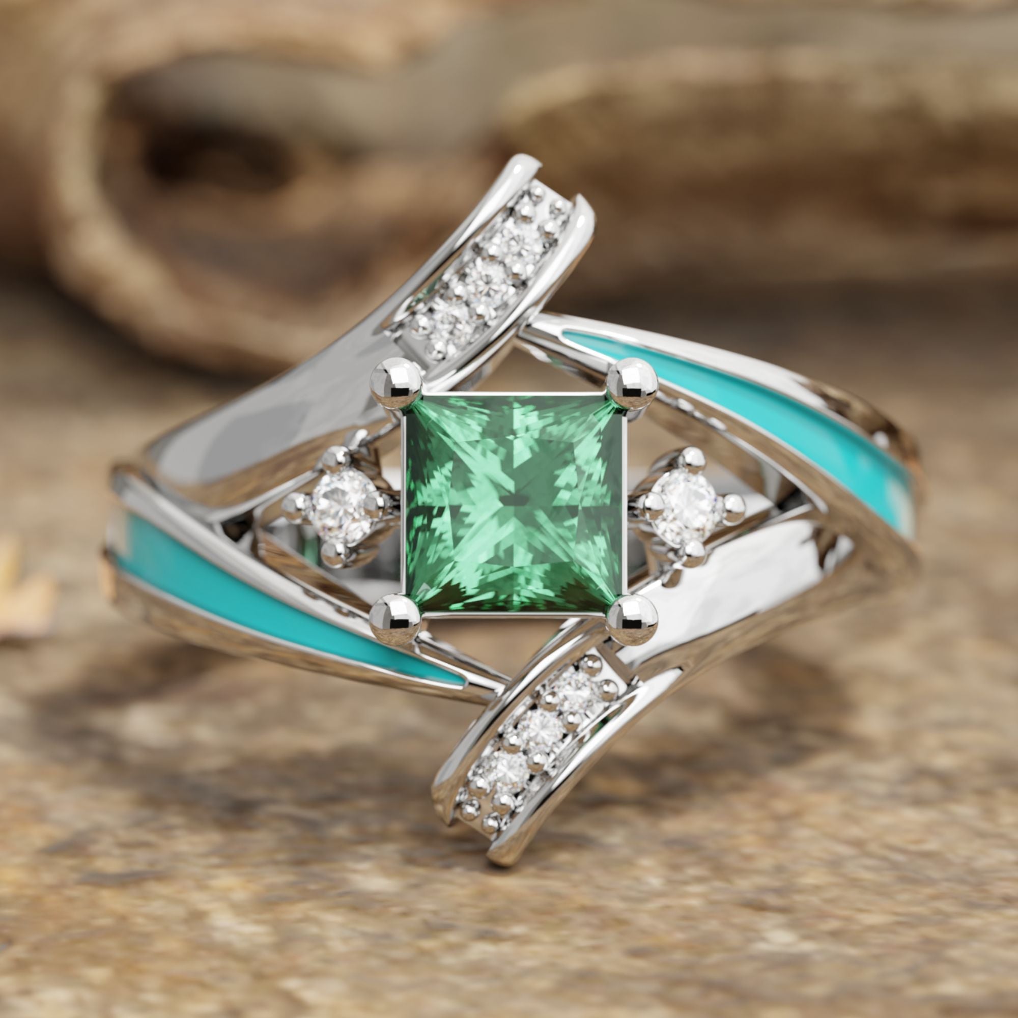 Milky Way Kiss Ring - Emerald - Serene Western