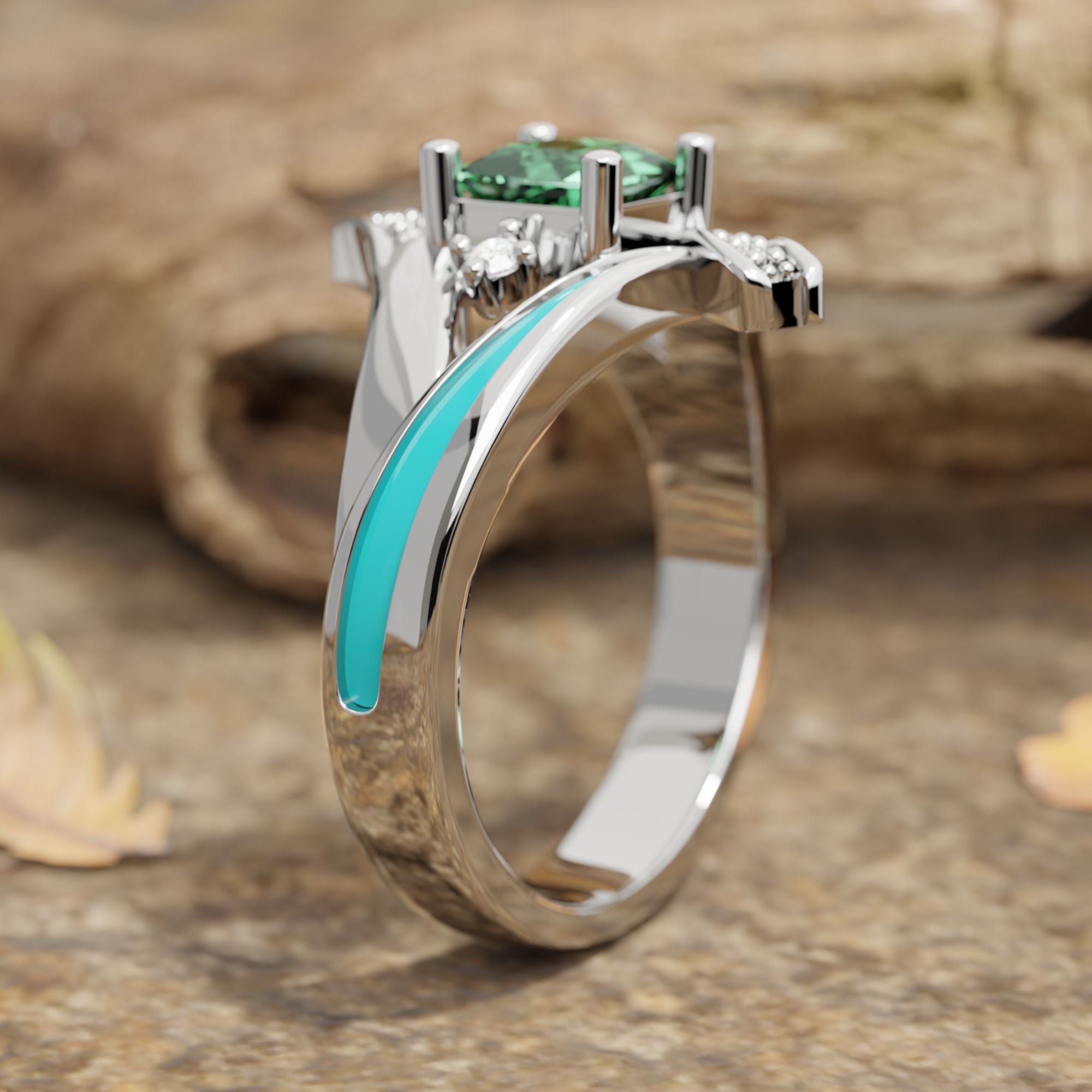 Milky Way Kiss Ring - Emerald - Serene Western