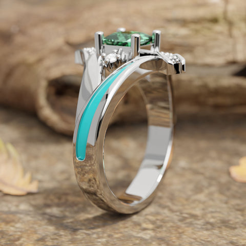 Milky Way Kiss Ring - Emerald