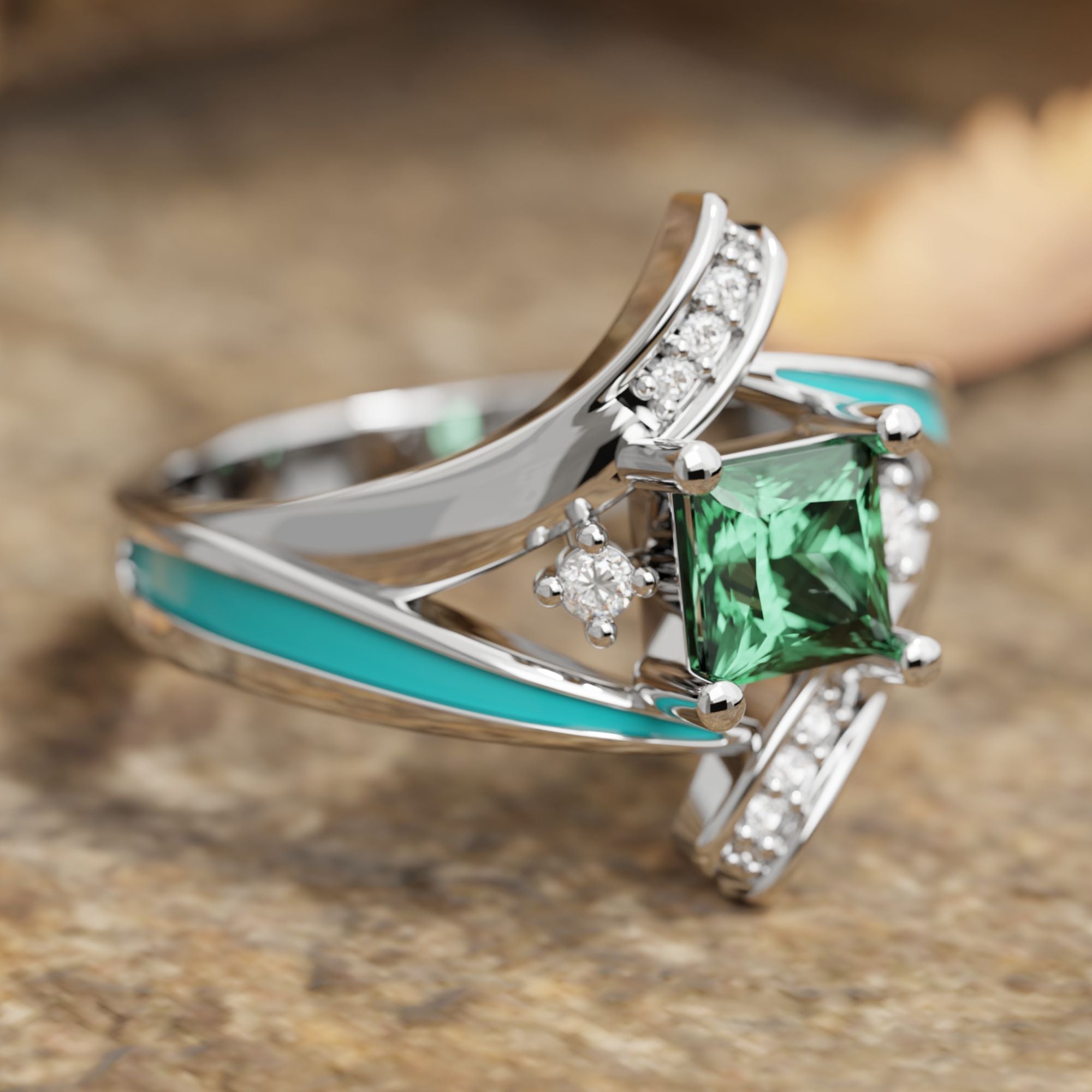 Milky Way Kiss Ring - Emerald - Serene Western