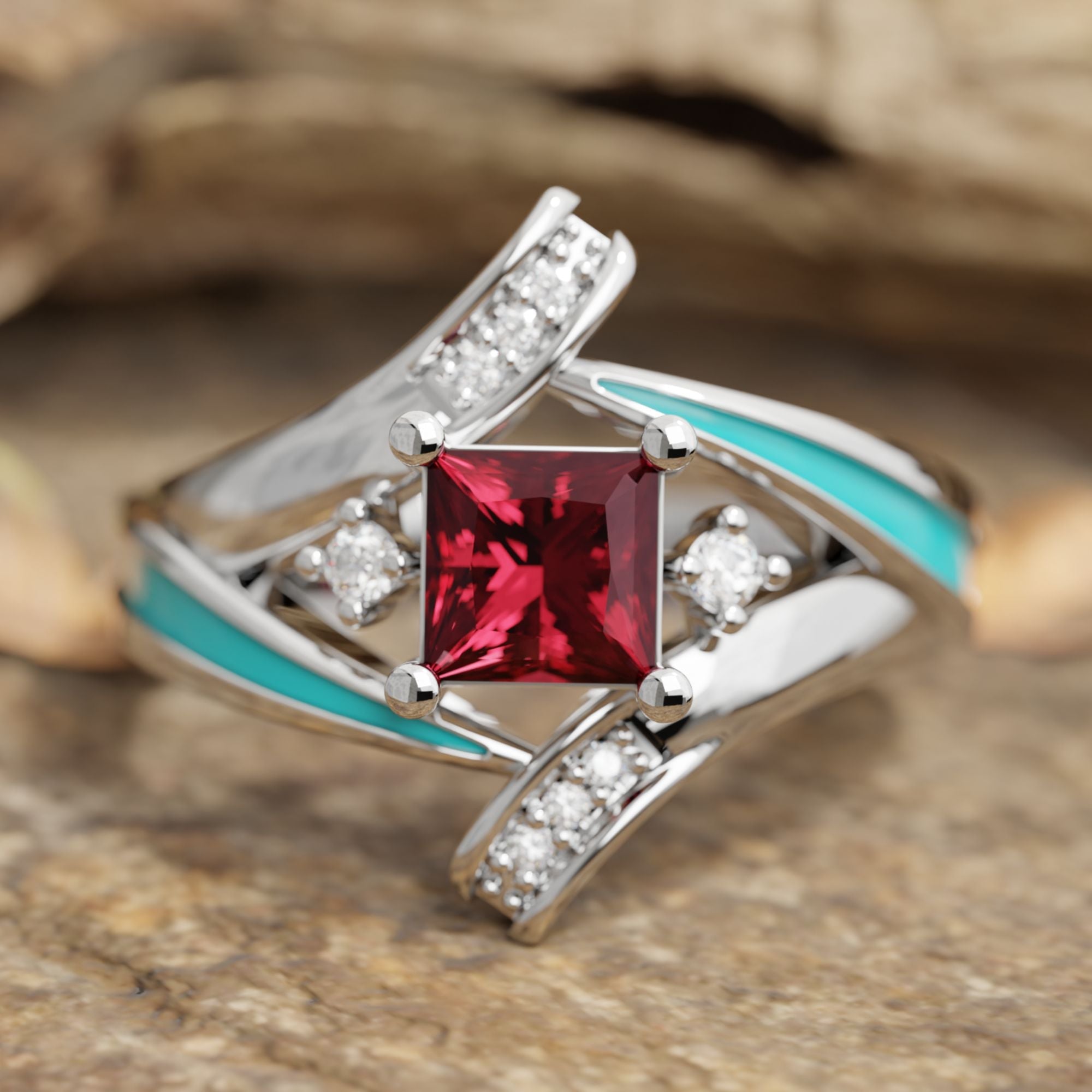 Milky Way Kiss Ring - Ruby - Serene Western