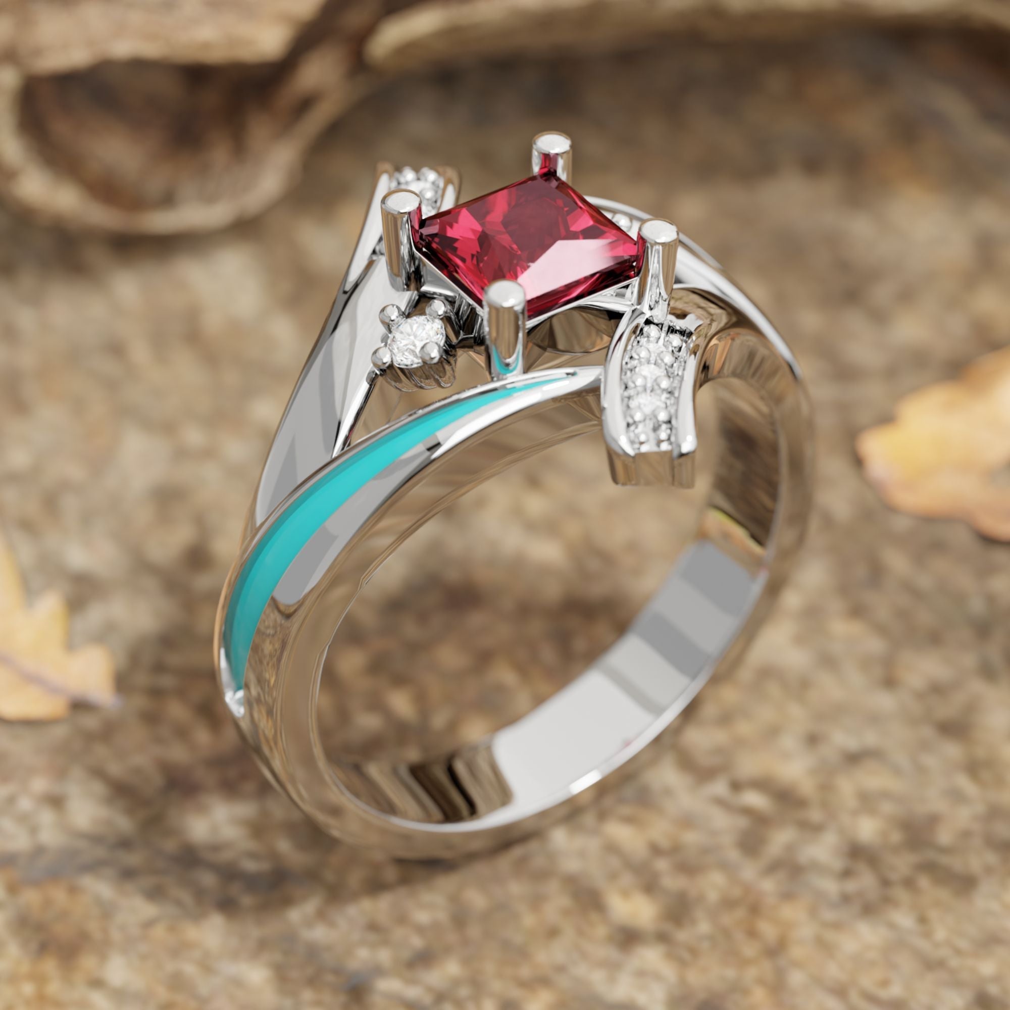 Milky Way Kiss Ring - Ruby - Serene Western