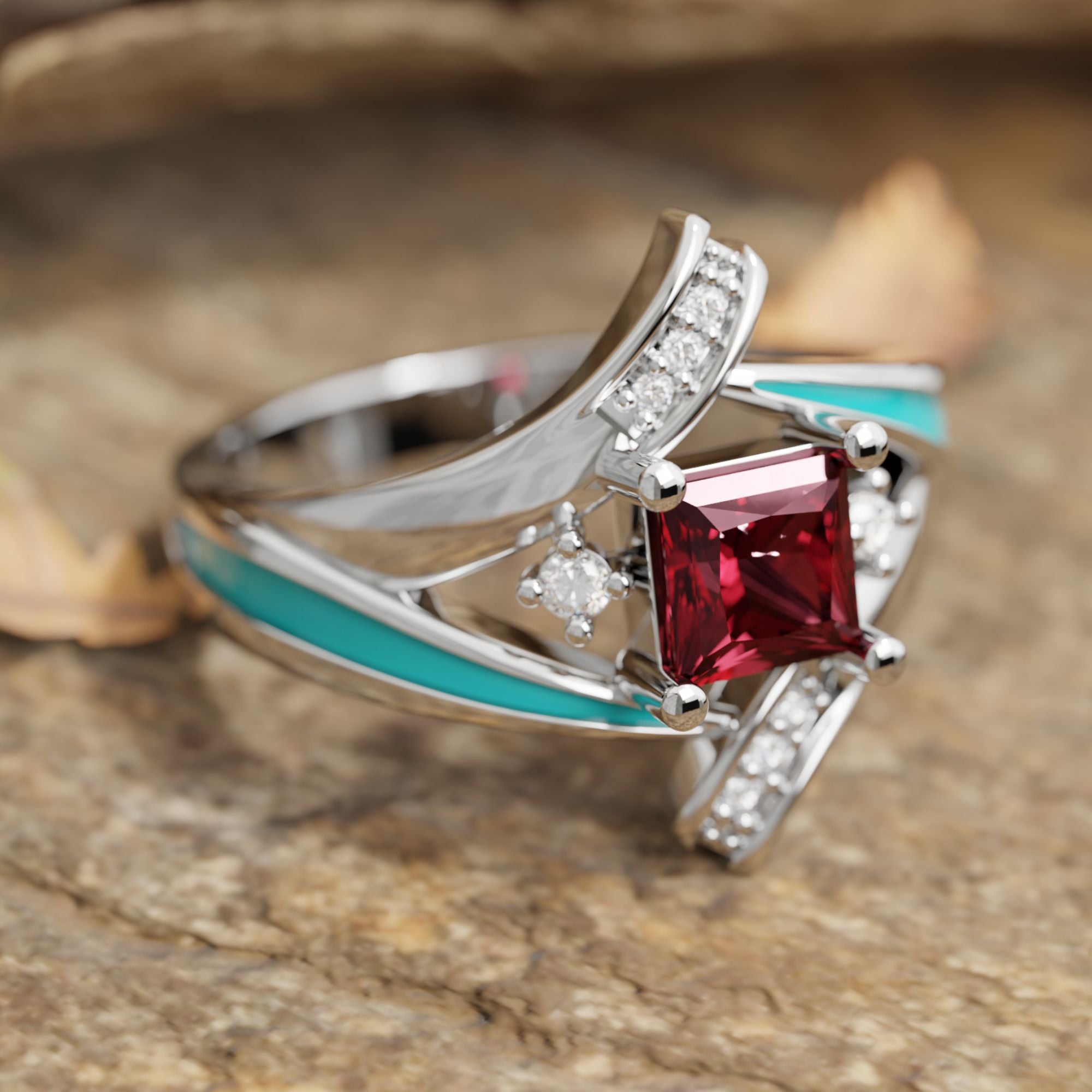 Milky Way Kiss Ring - Ruby - Serene Western