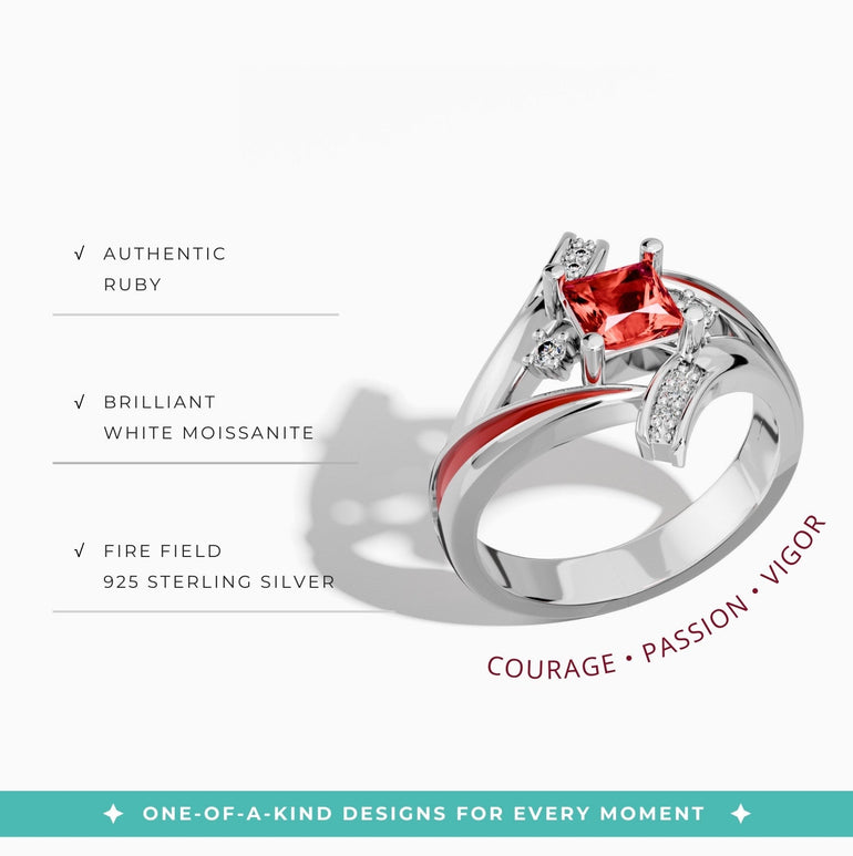 Milky Way Kiss Ring - Ruby - Serene Western