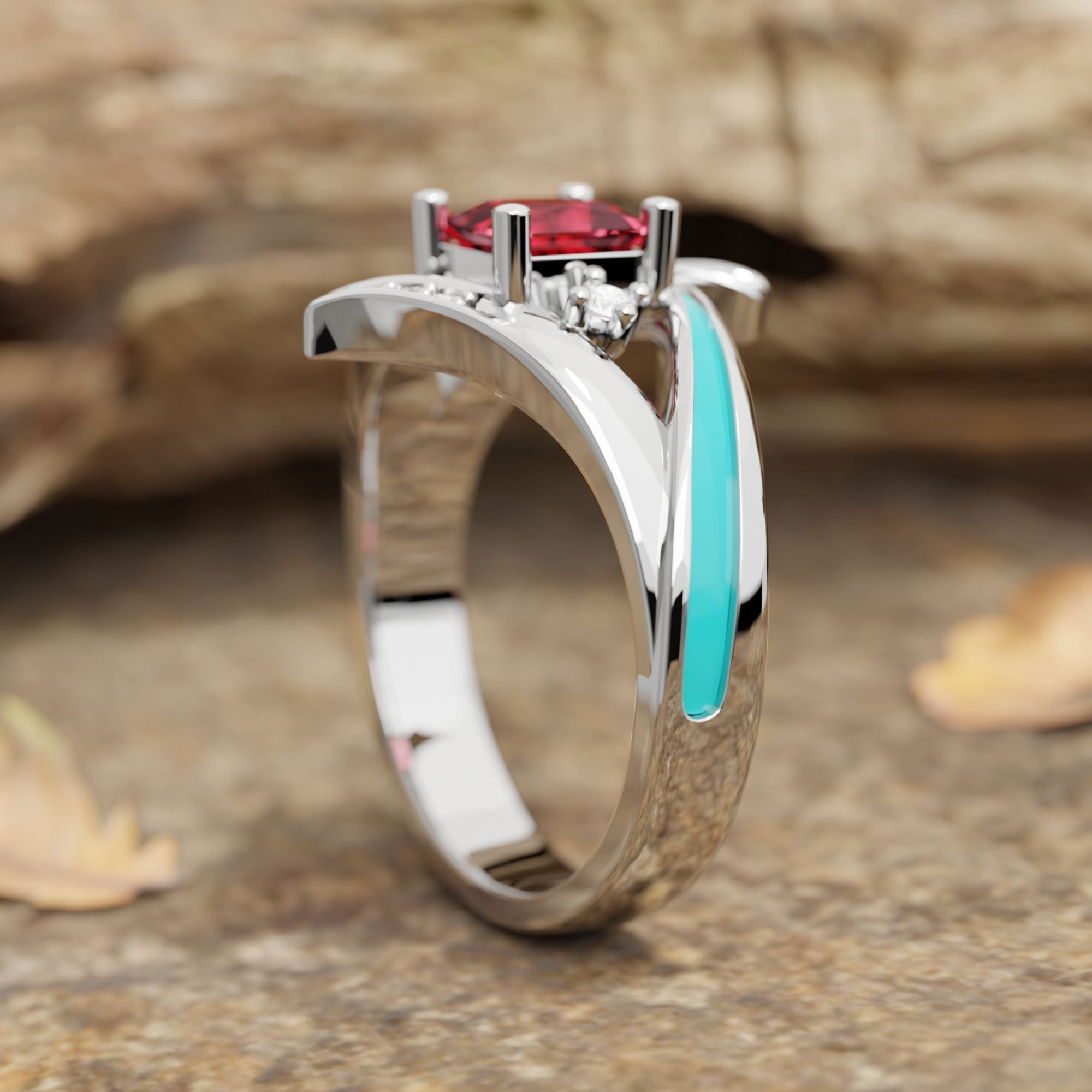 Milky Way Kiss Ring - Ruby - Serene Western