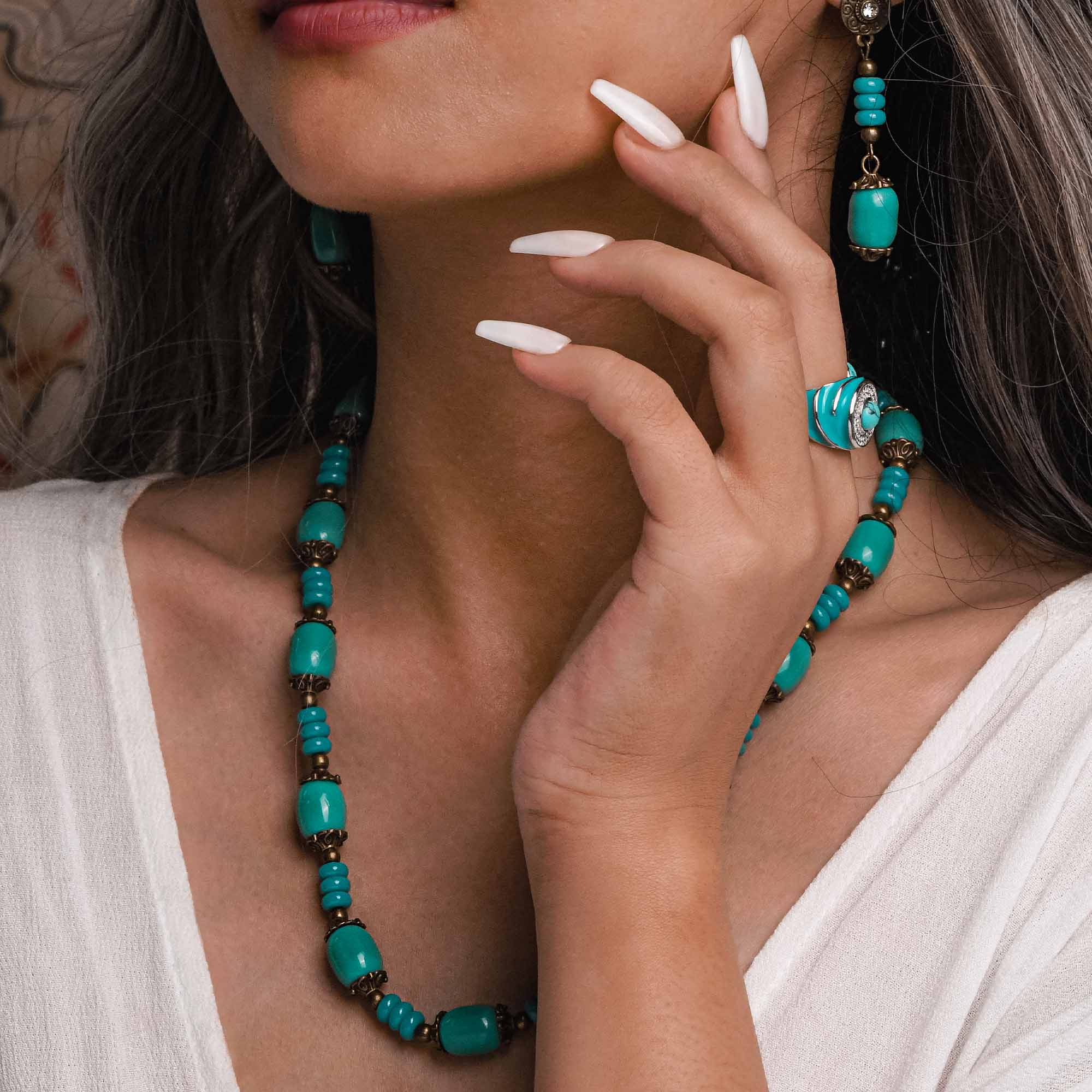 Mystic Turquoise Necklace and Earring Set - Serene Western