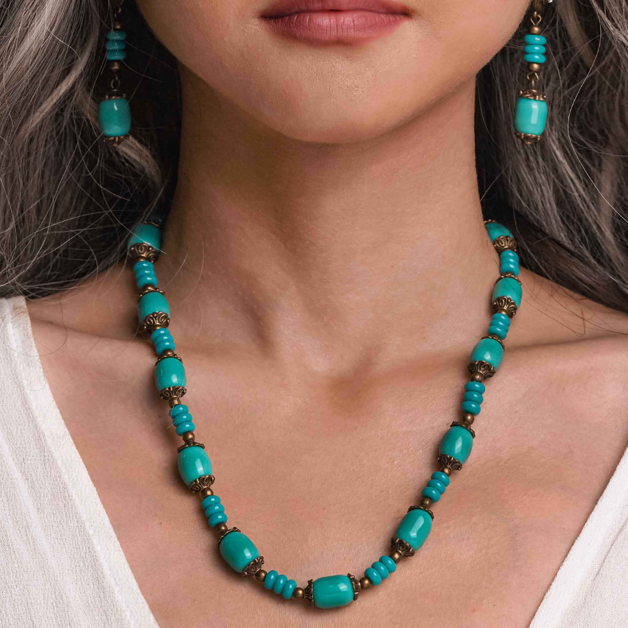 Mystic Turquoise Necklace and Earring Set - Serene Western