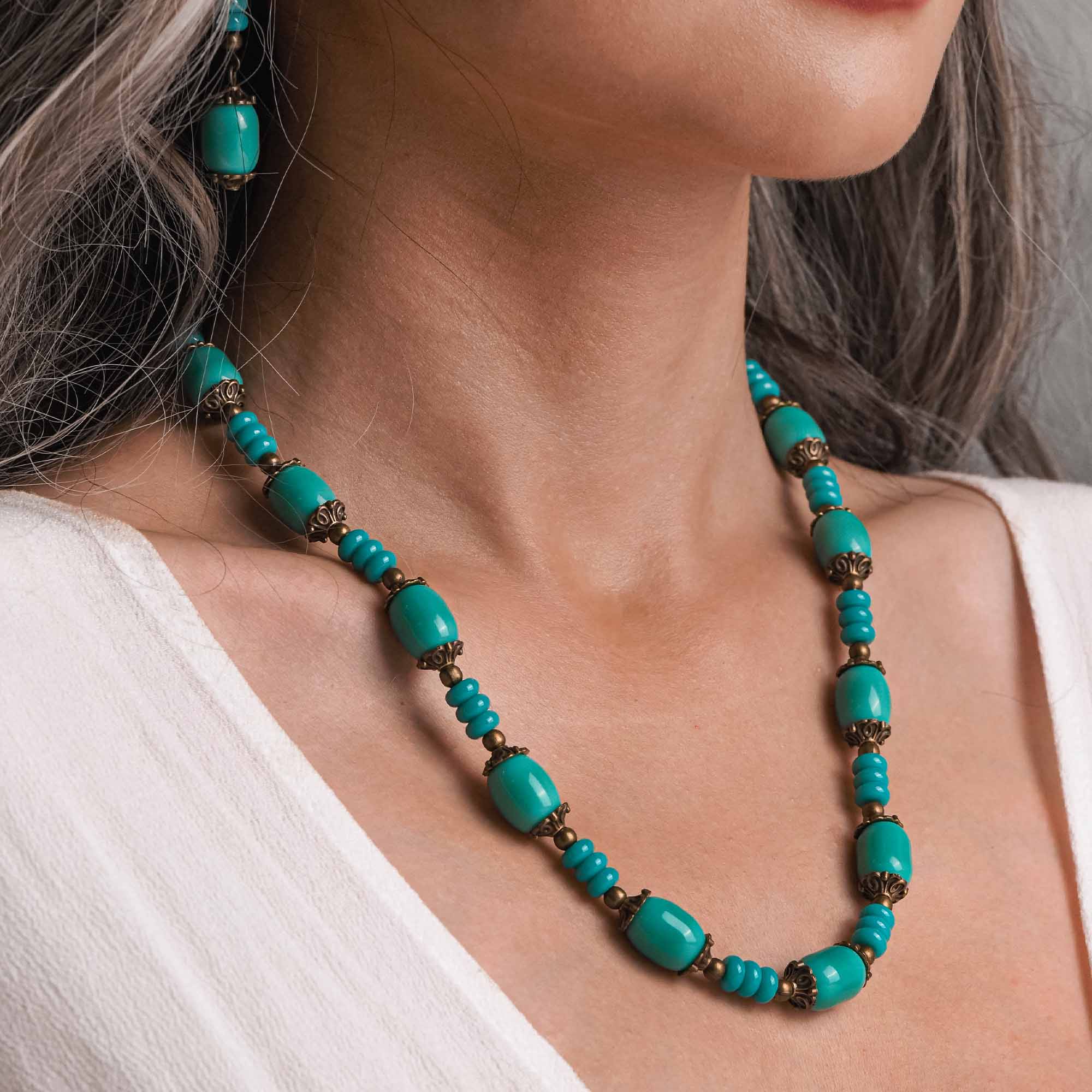 Mystic Turquoise Necklace and Earring Set - Serene Western