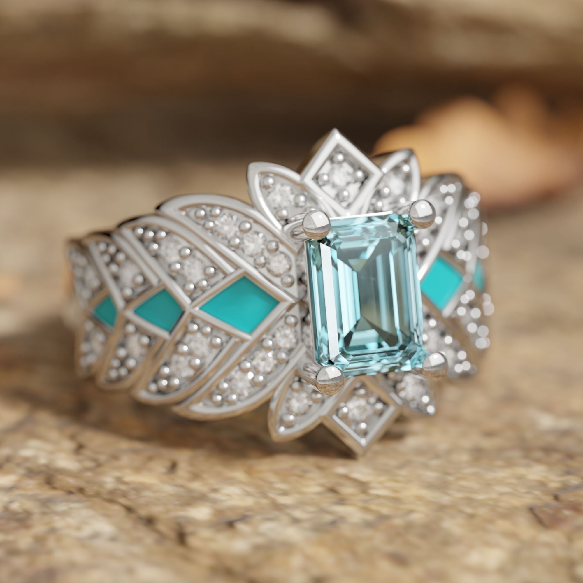 Nautical Starlight Ring - Aquamarine - Serene Western