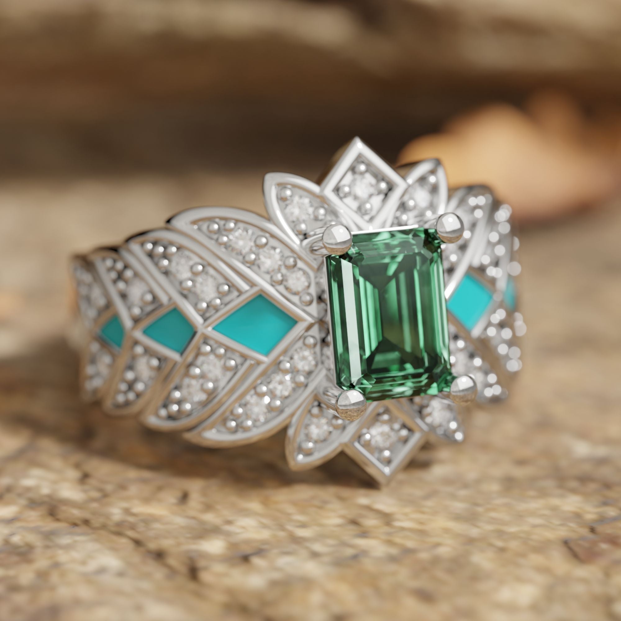 Nautical Starlight Ring - Emerald - Serene Western