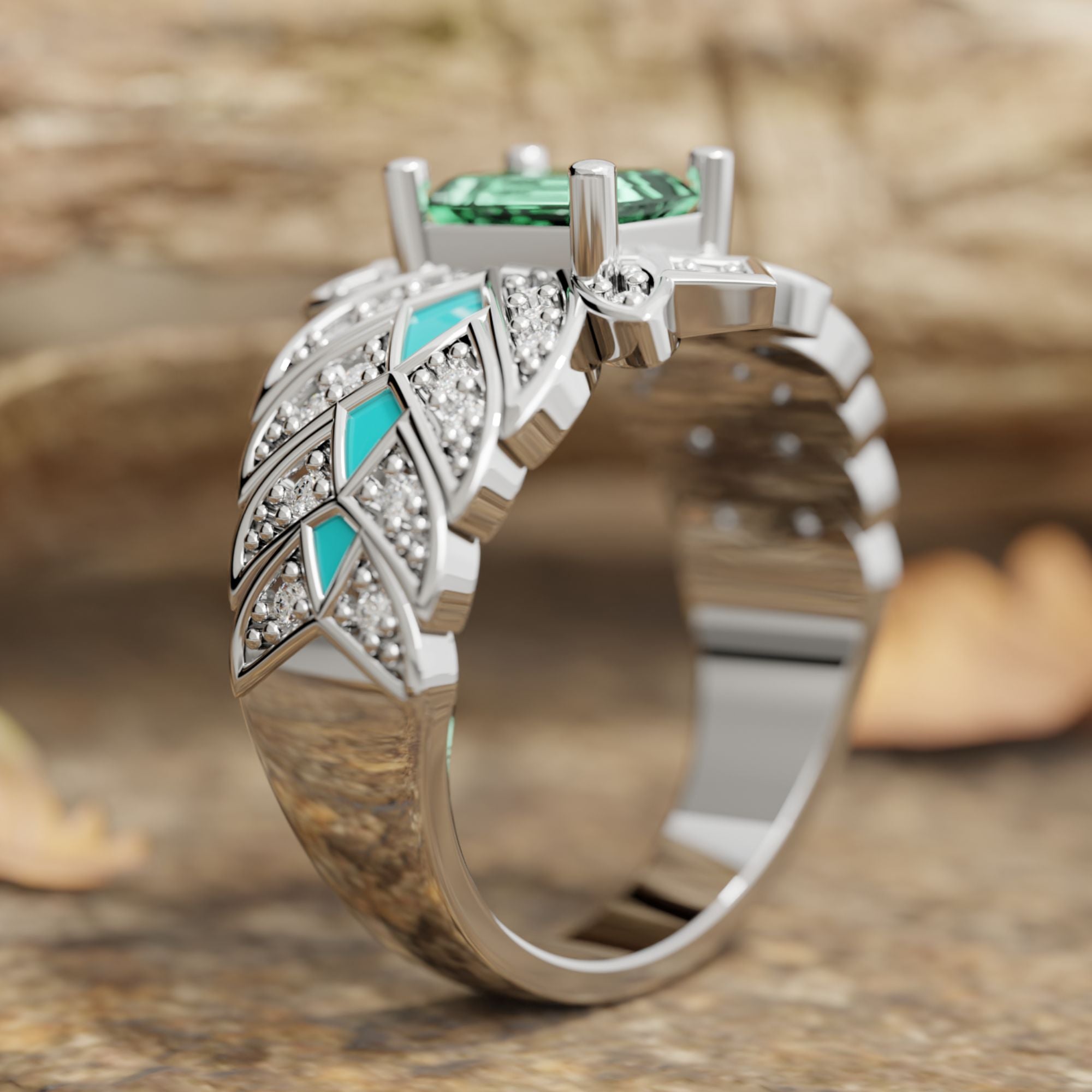 Nautical Starlight Ring - Emerald - Serene Western