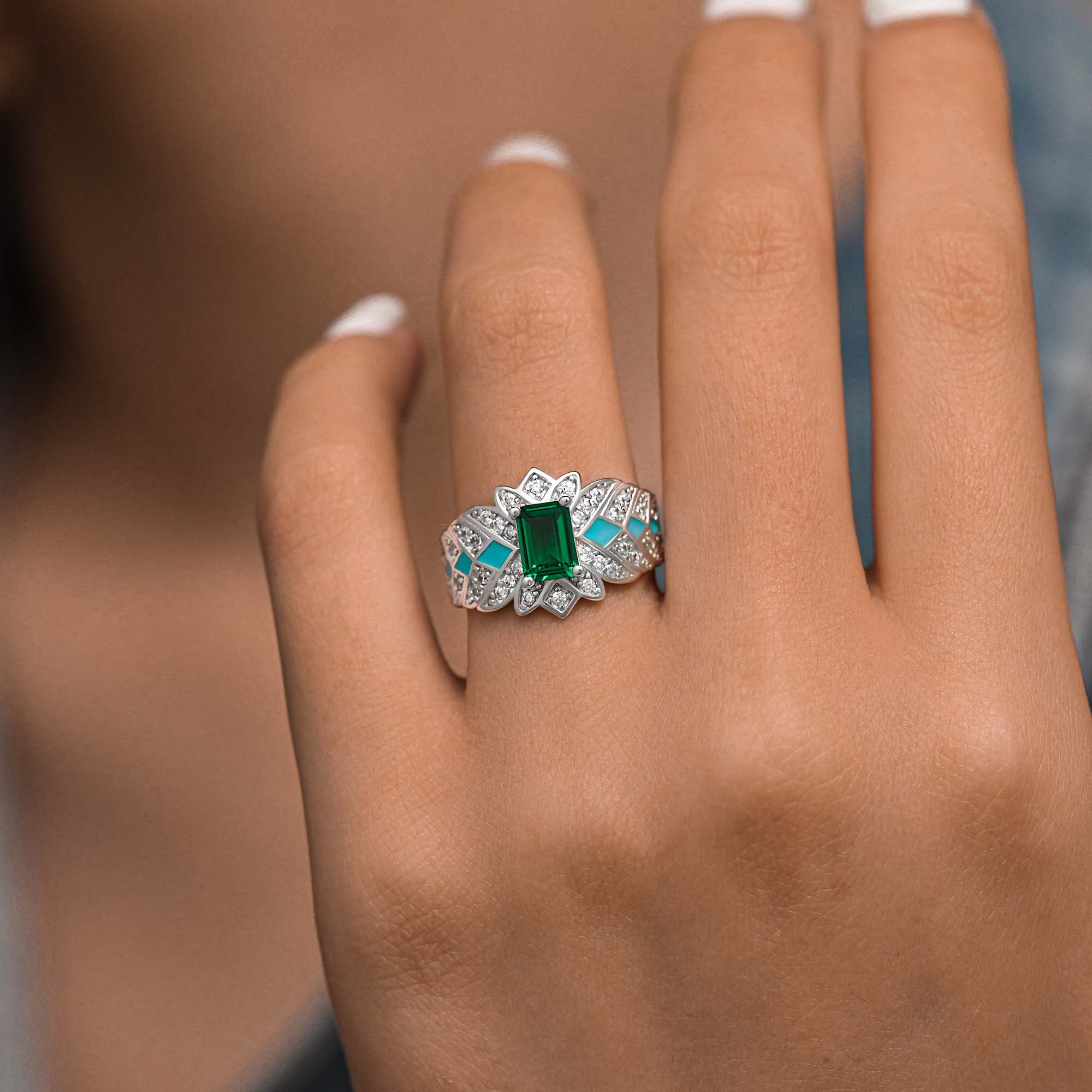 Nautical Starlight Ring - Emerald - Serene Western