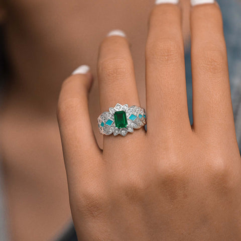 Nautical Starlight Ring - Emerald