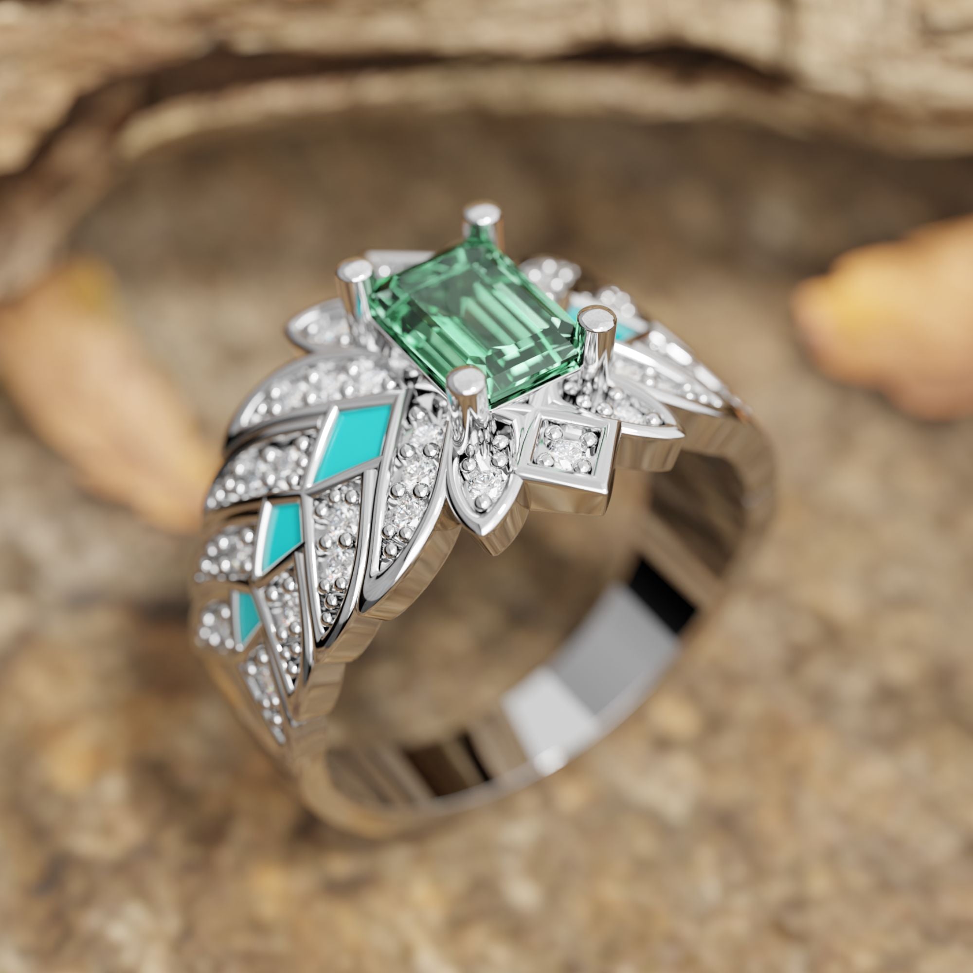 Nautical Starlight Ring - Emerald - Serene Western