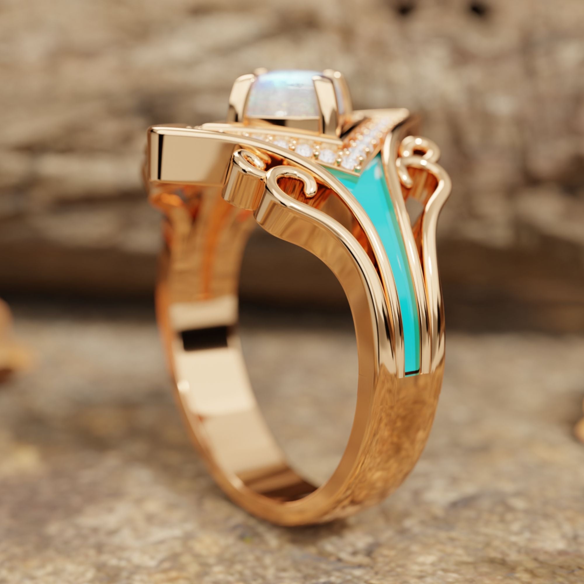 Oasis Wave Ring - Moonstone - Serene Western