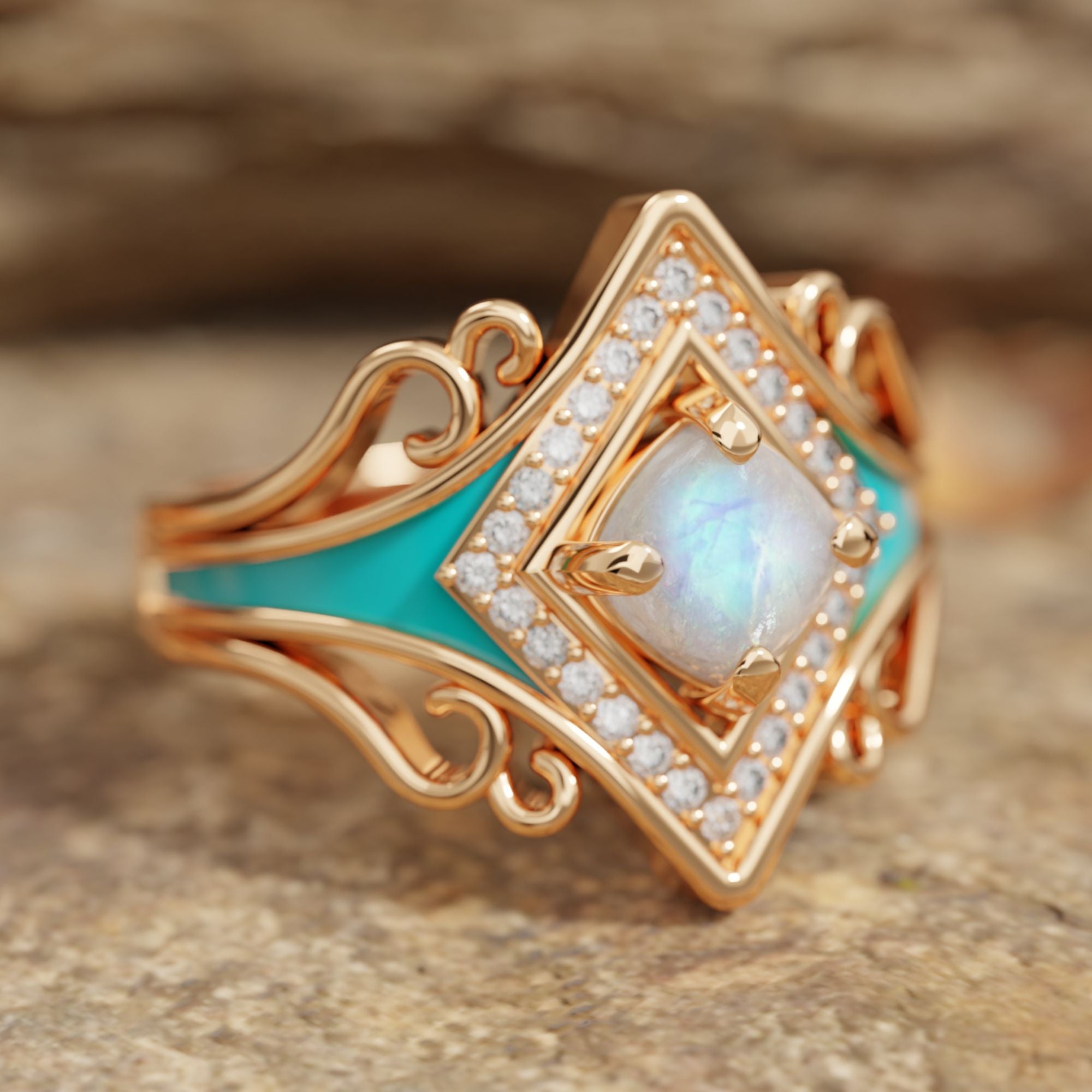 Oasis Wave Ring - Moonstone - Serene Western