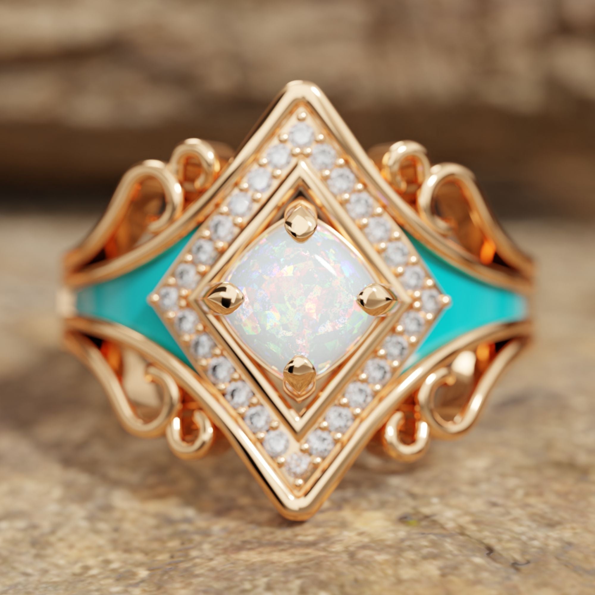 Oasis Wave Ring - Opal - Serene Western