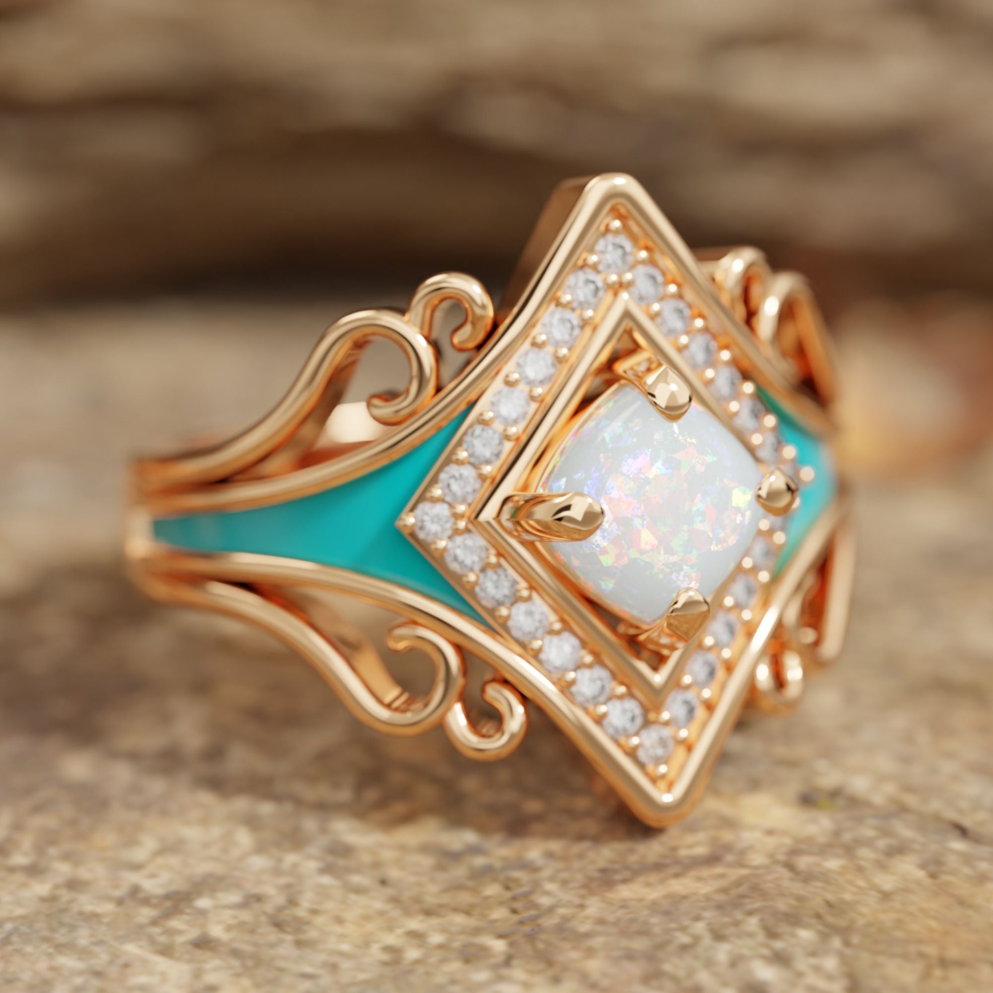 Oasis Wave Ring - Opal - Serene Western