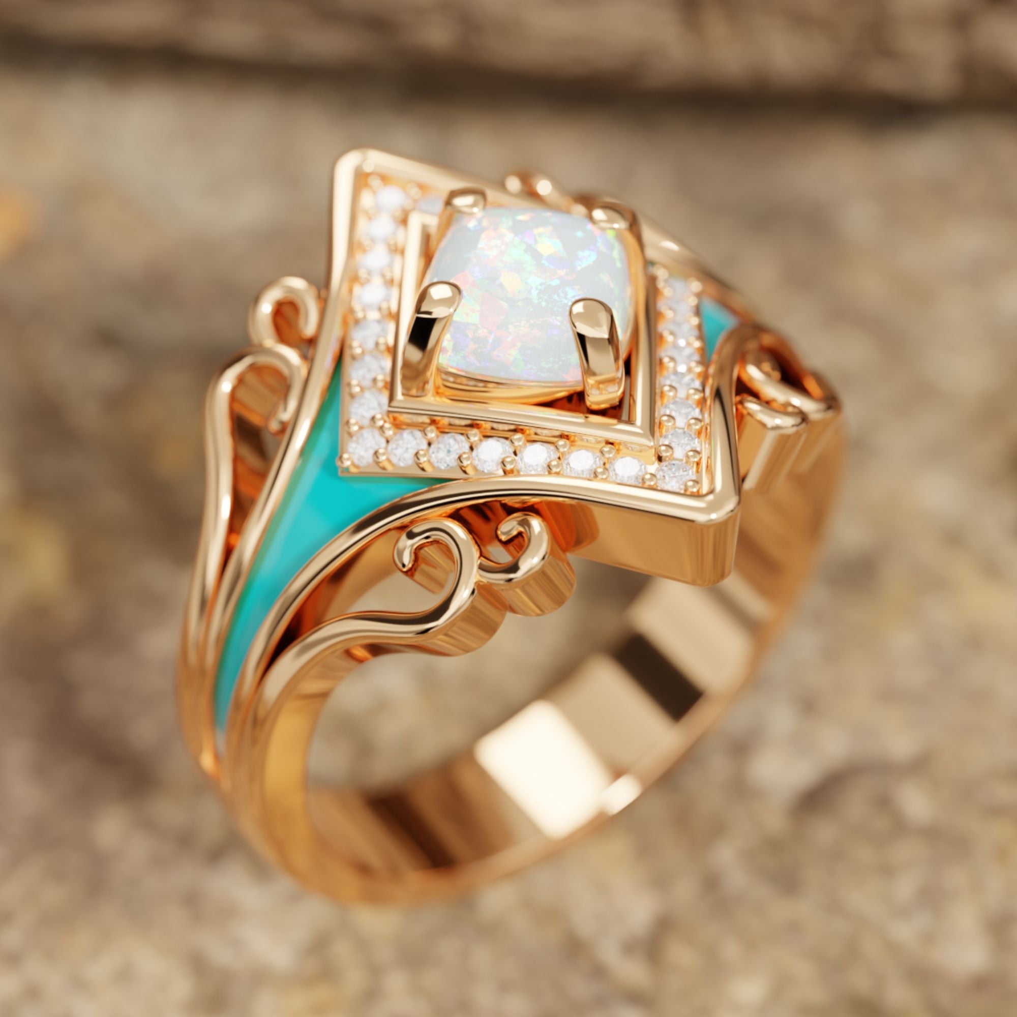 Oasis Wave Ring - Opal - Serene Western