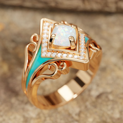 Oasis Wave Ring - Opal