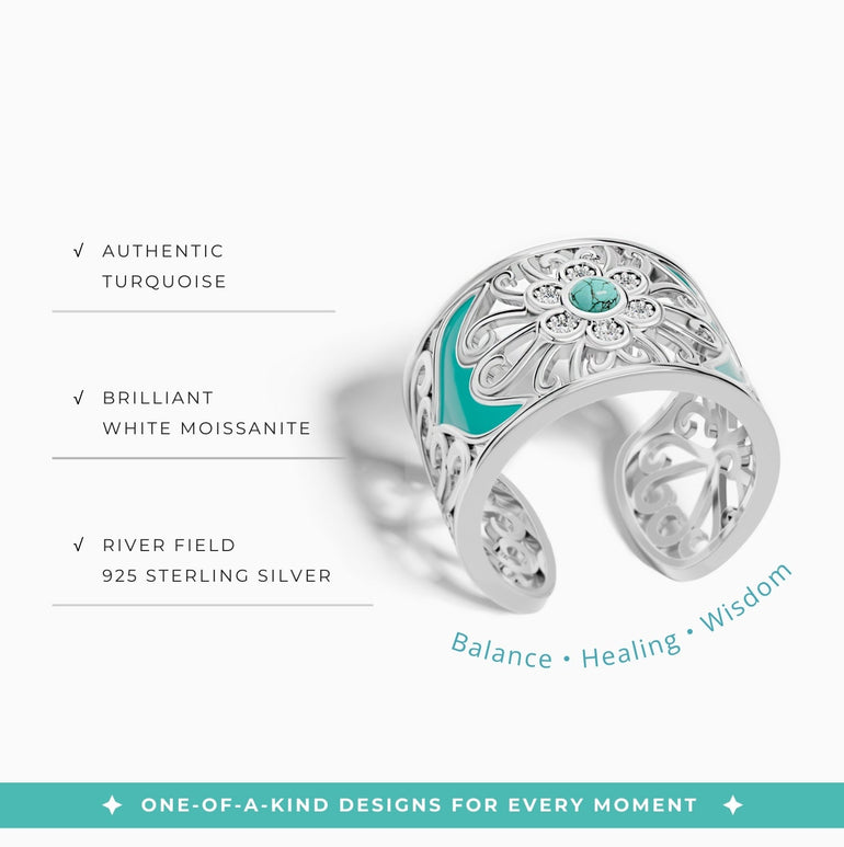Prairie Flower Cuff Ring - Turquoise - Serene Western