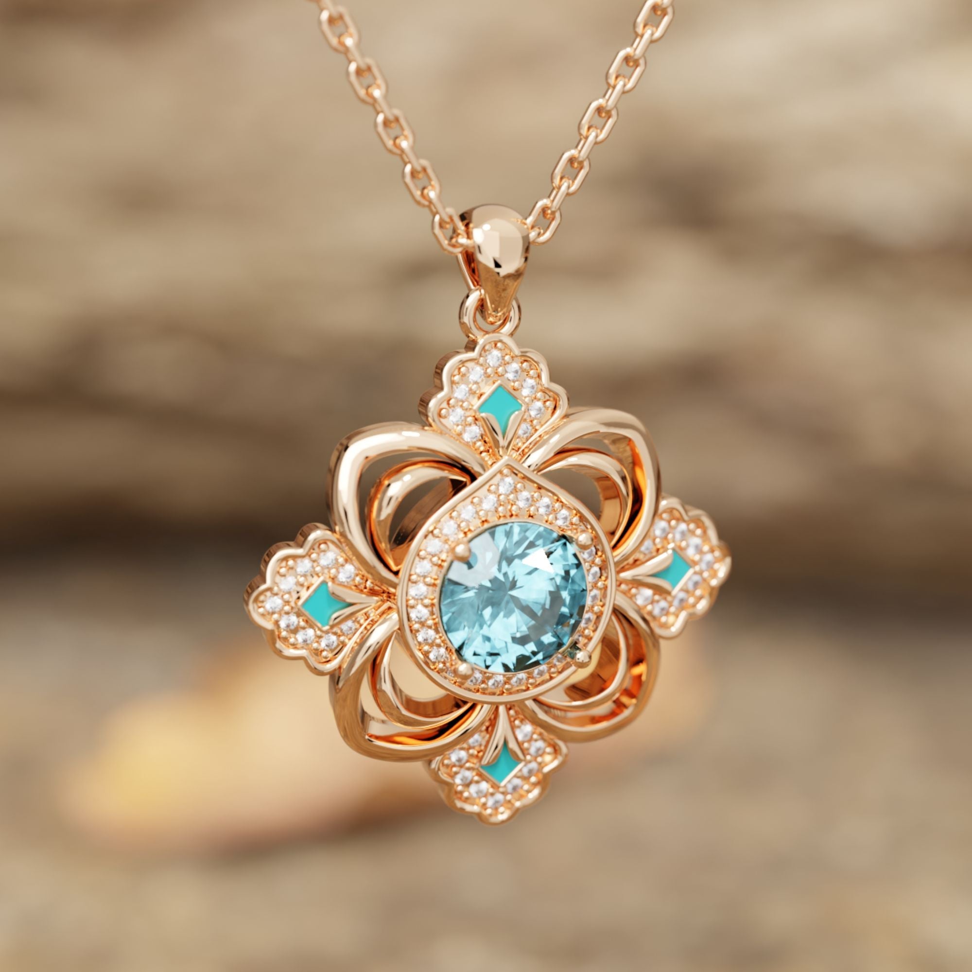 Prairie Insignia Necklace - Aquamarine - Serene Western