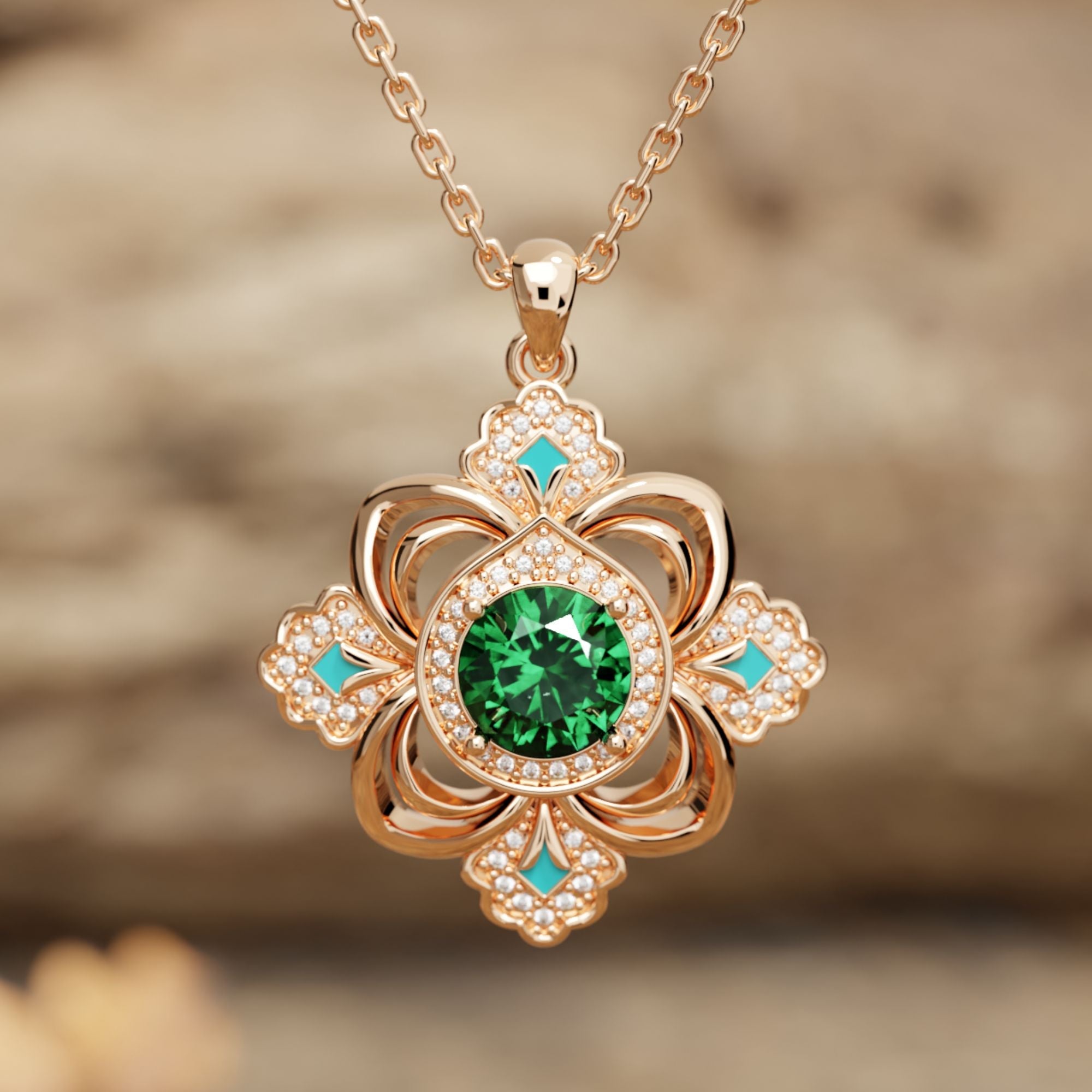 Prairie Insignia Necklace - Emerald - Serene Western