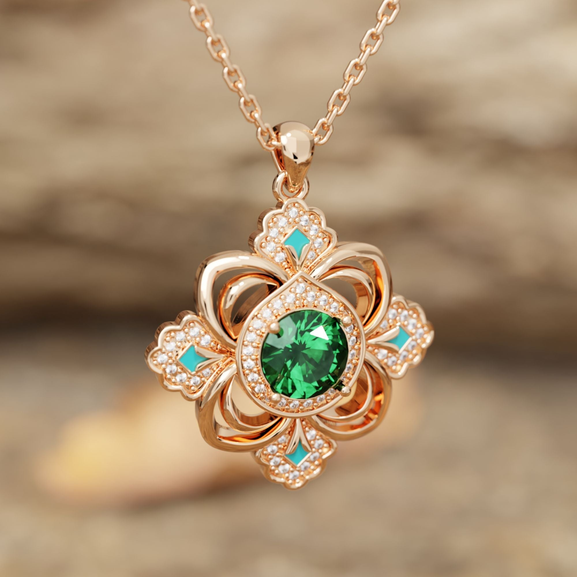 Prairie Insignia Necklace - Emerald - Serene Western