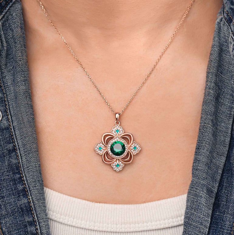 Prairie Insignia Necklace - Emerald - Serene Western
