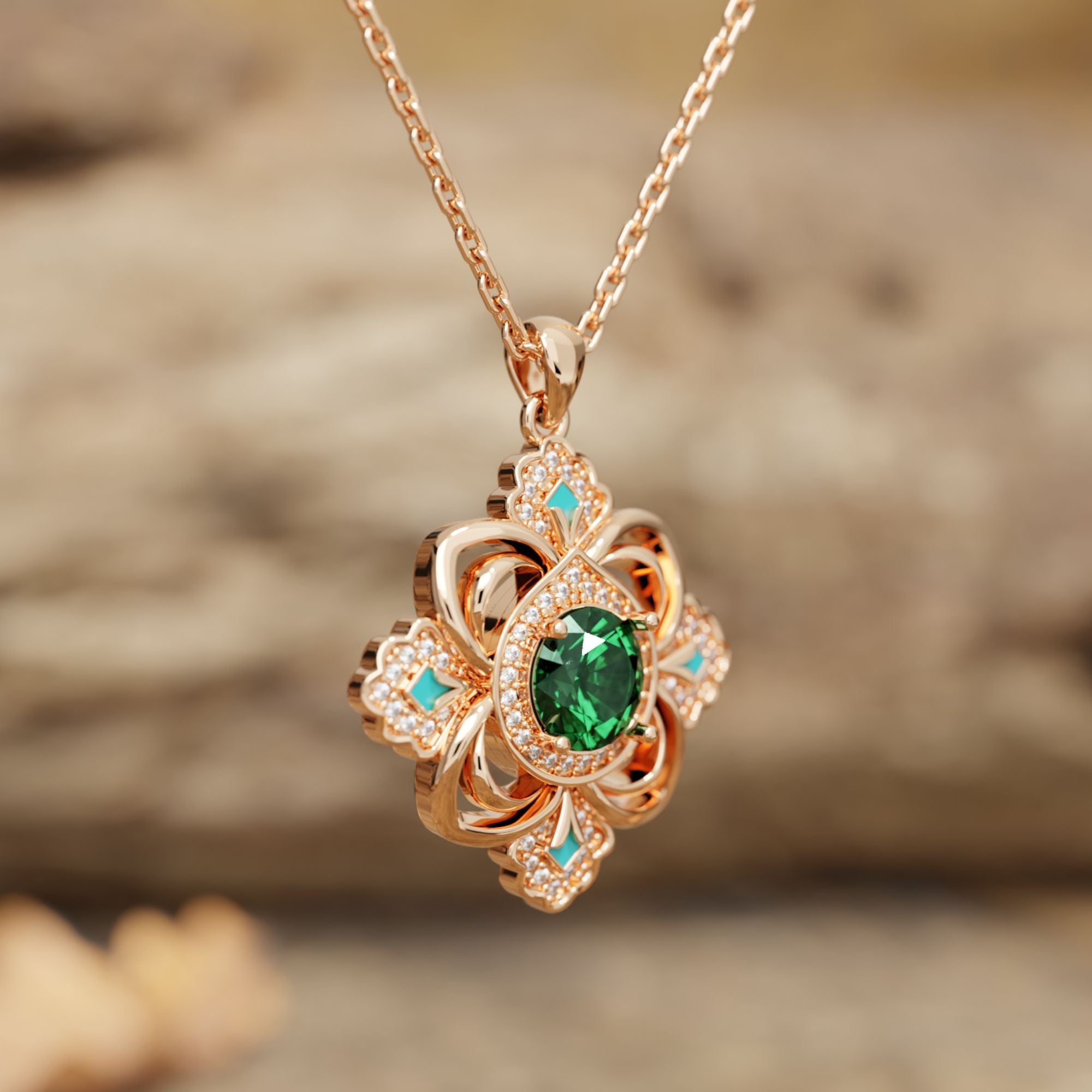 Prairie Insignia Necklace - Emerald - Serene Western