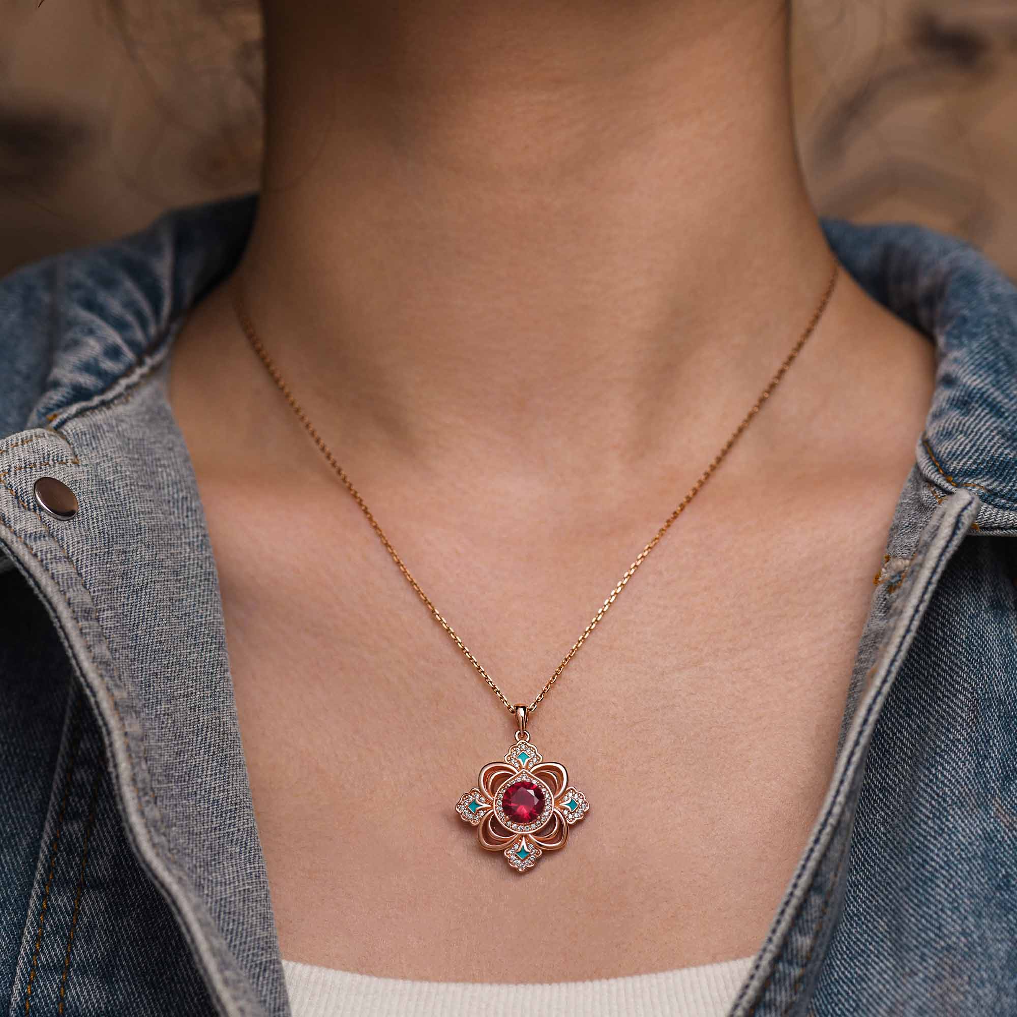 Prairie Insignia Necklace - Ruby - Serene Western