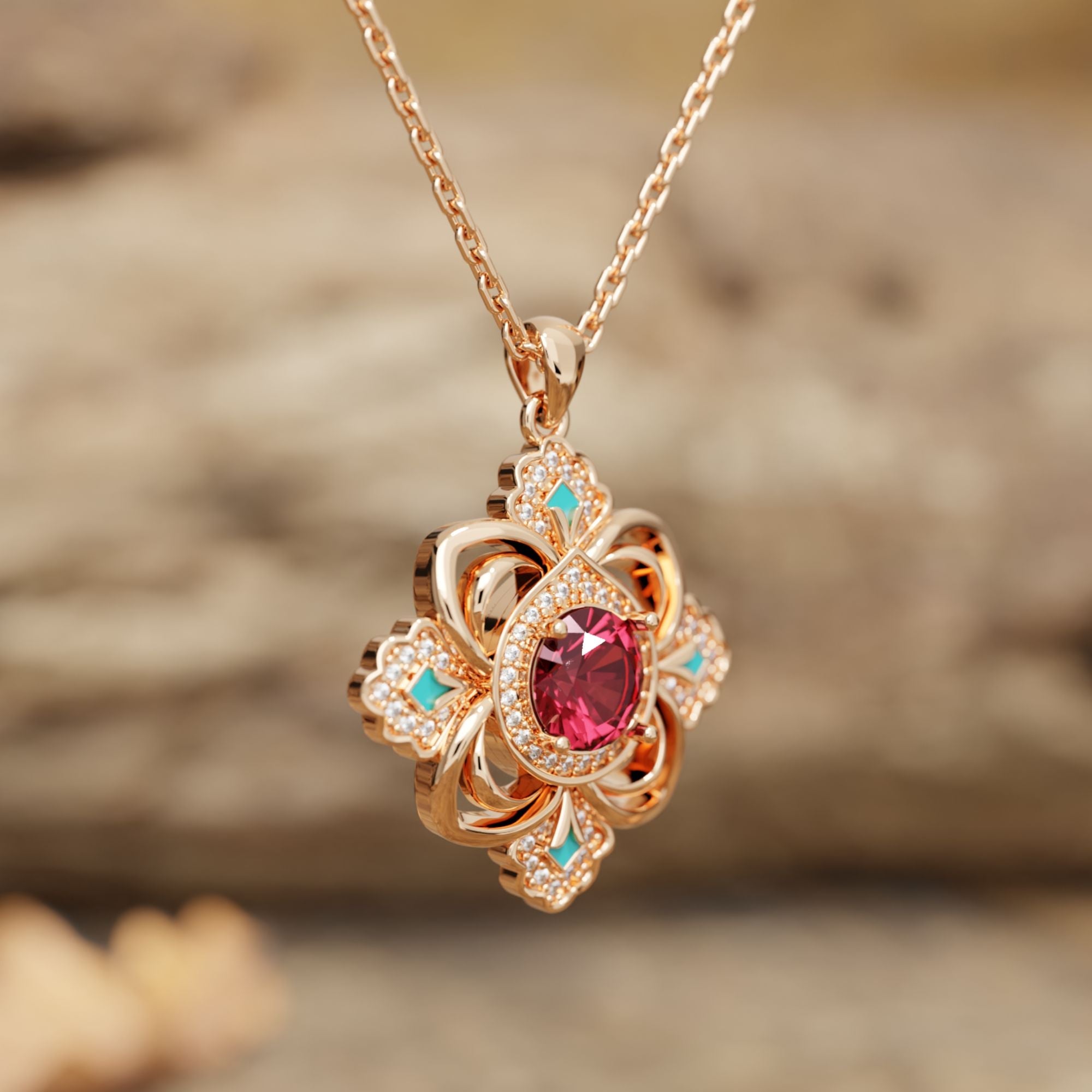 Prairie Insignia Necklace - Ruby - Serene Western