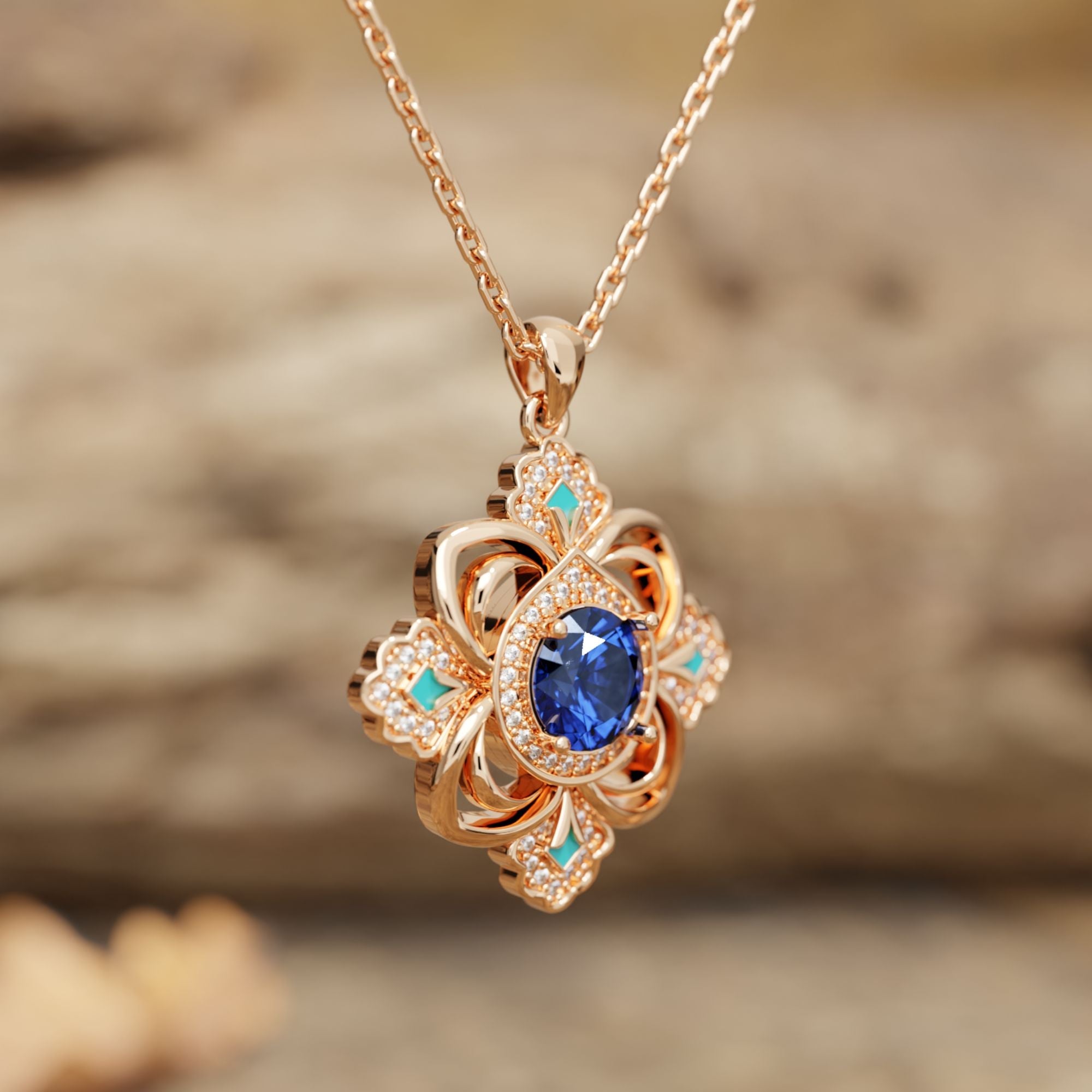 Prairie Insignia Necklace - Sapphire - Serene Western