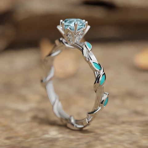 Promise Rose Ring - Aquamarine