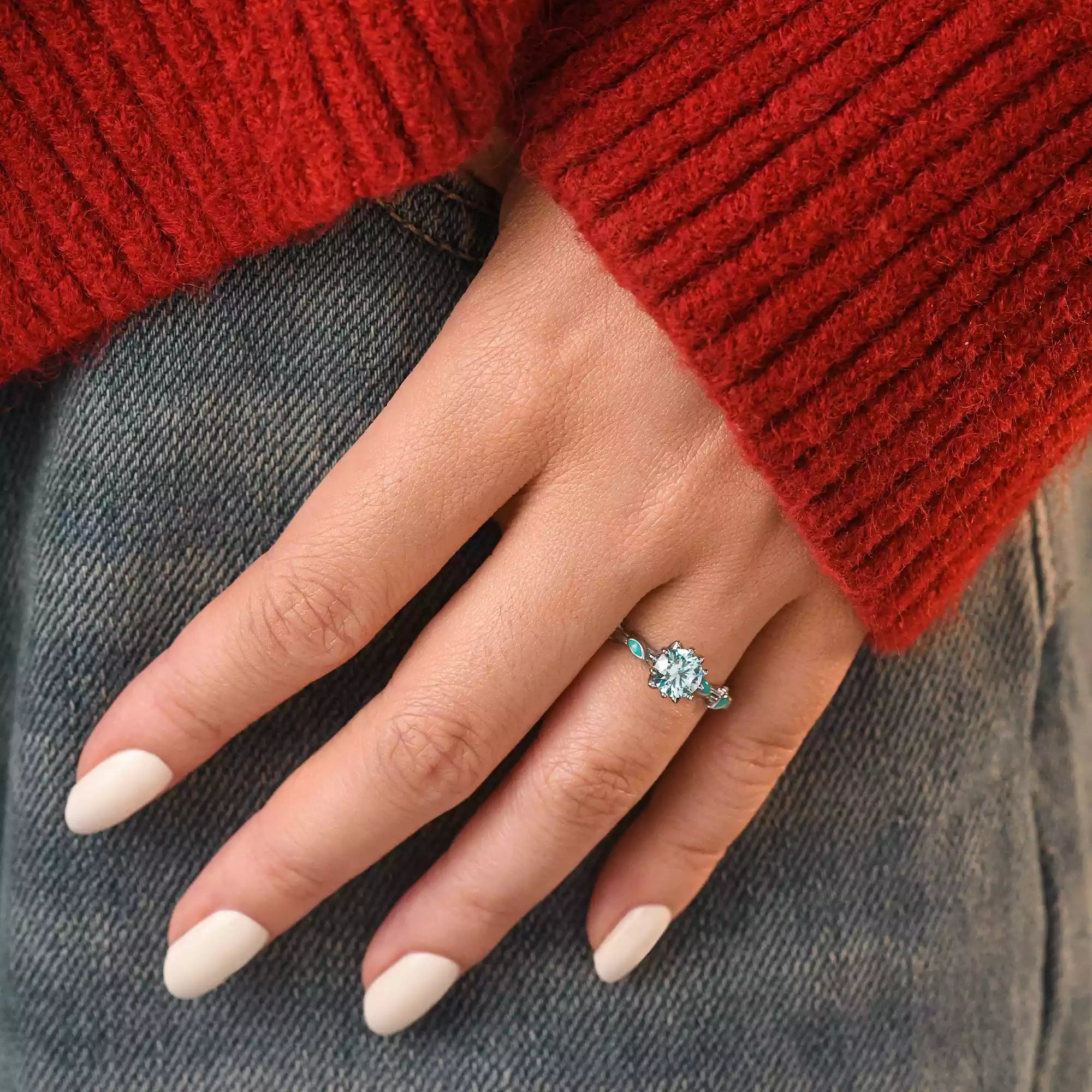 Promise Rose Ring - Aquamarine - Serene Western