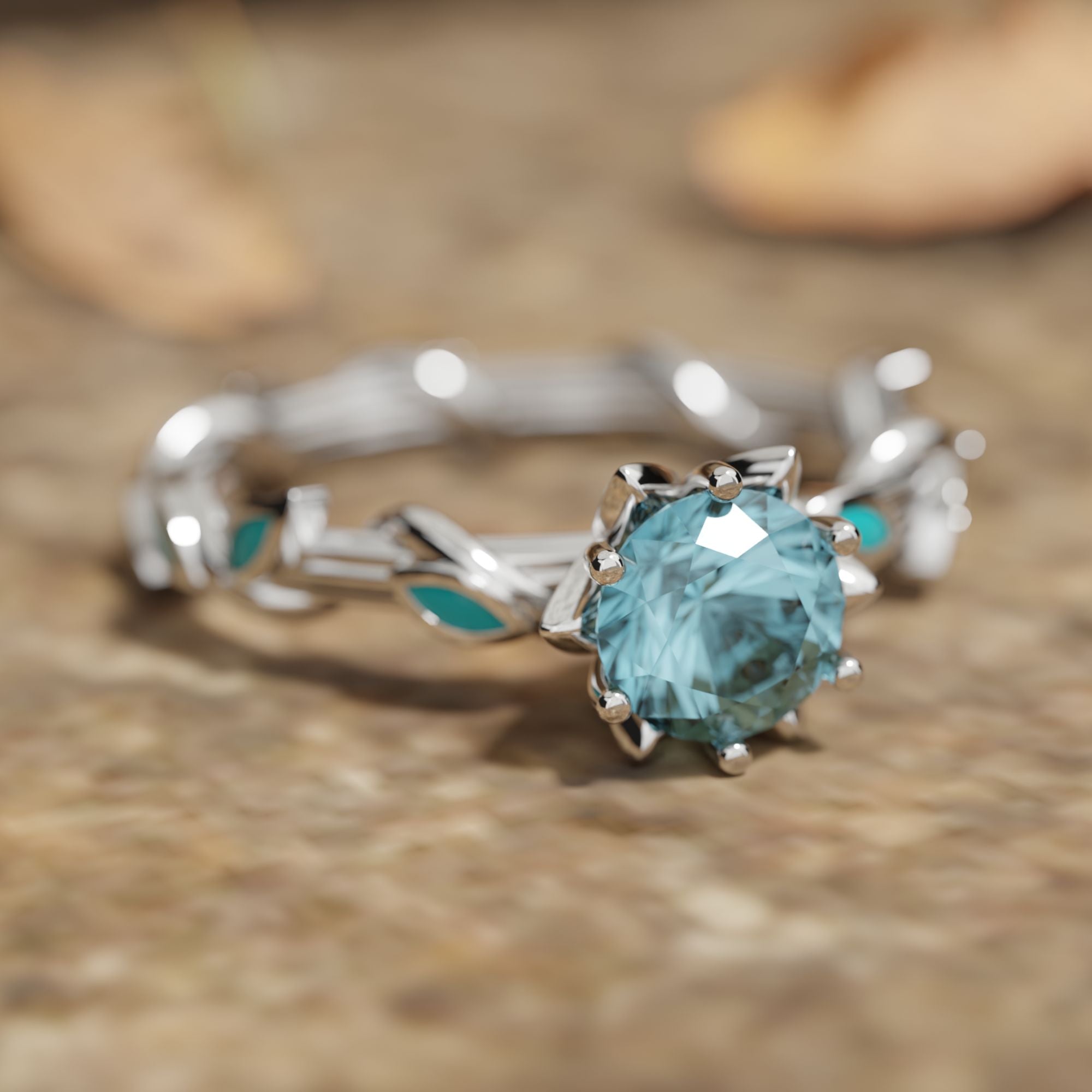 Promise Rose Ring - Aquamarine - Serene Western