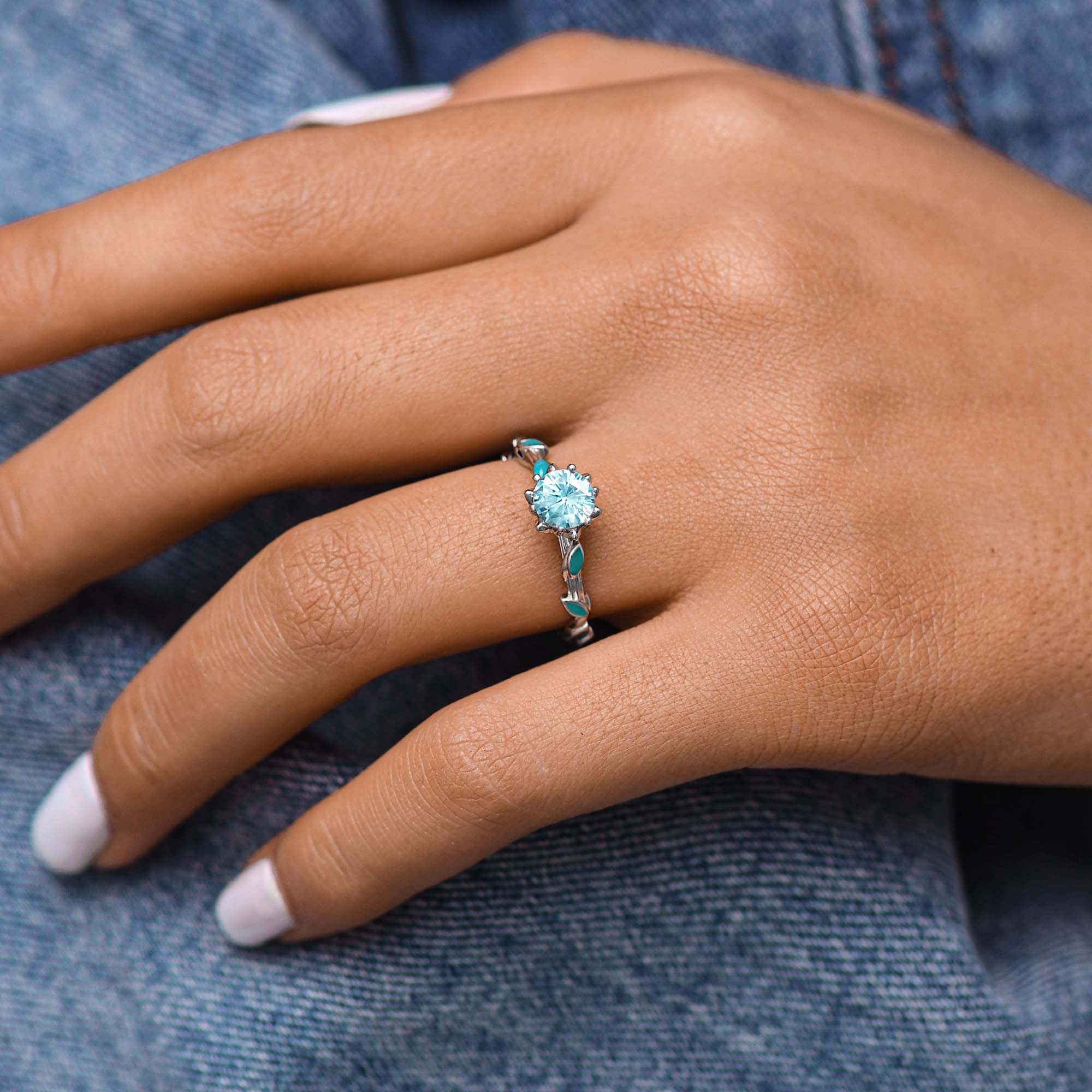 Promise Rose Ring - Aquamarine - Serene Western