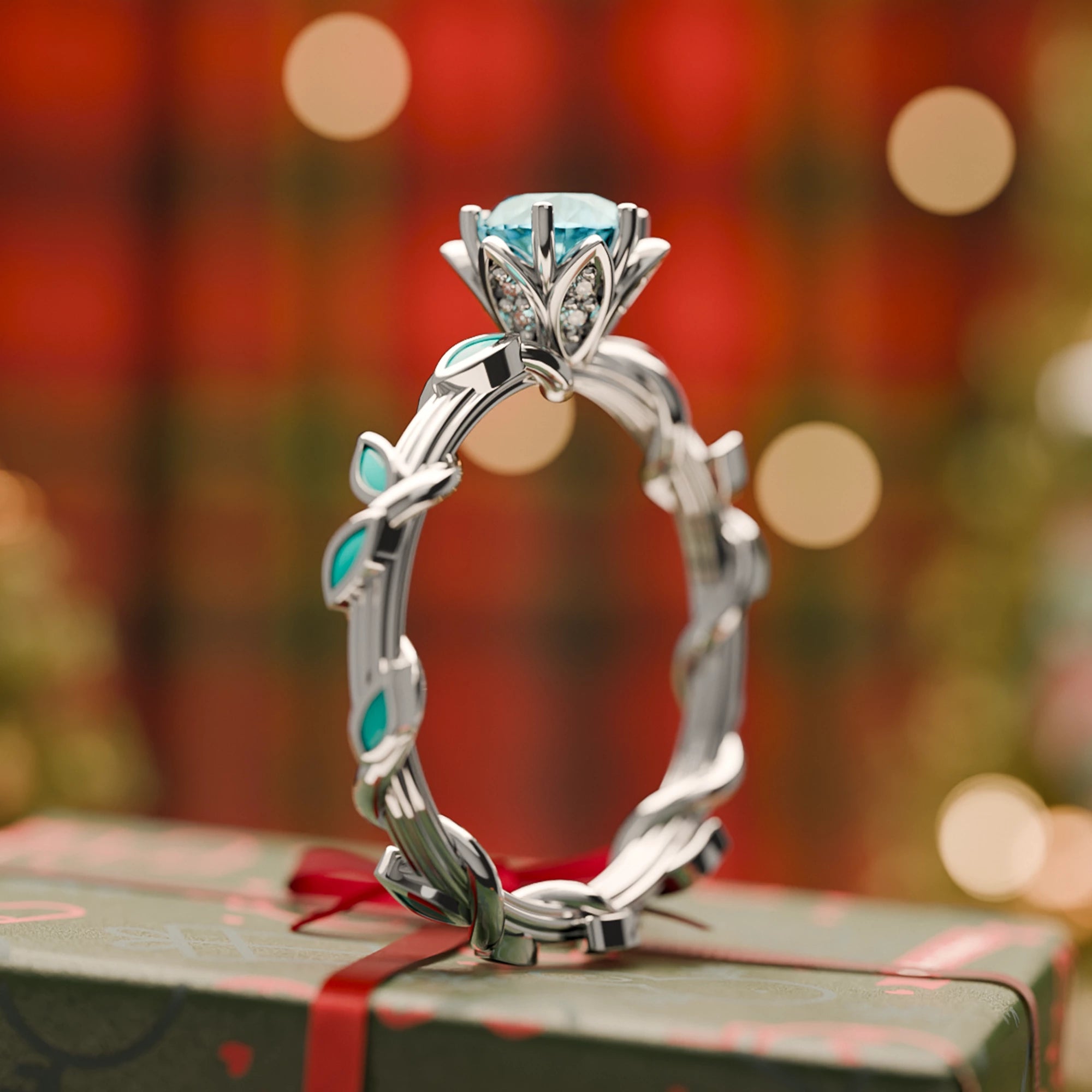 Promise Rose Ring - Aquamarine - Serene Western