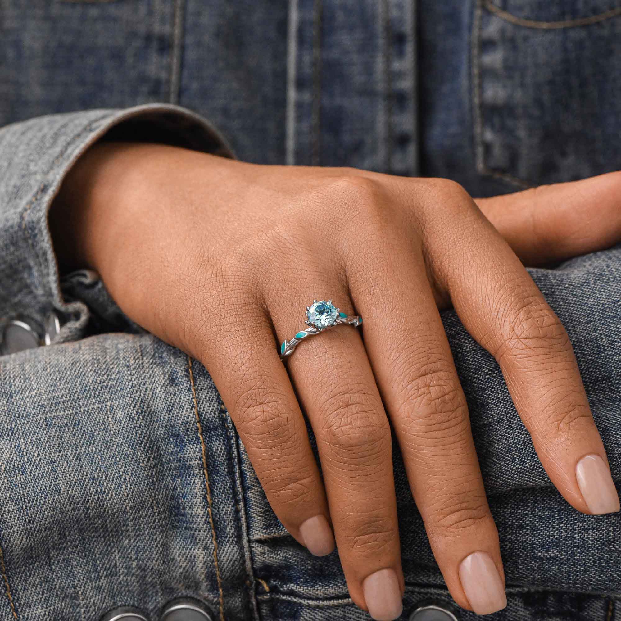 Promise Rose Ring - Aquamarine - Serene Western