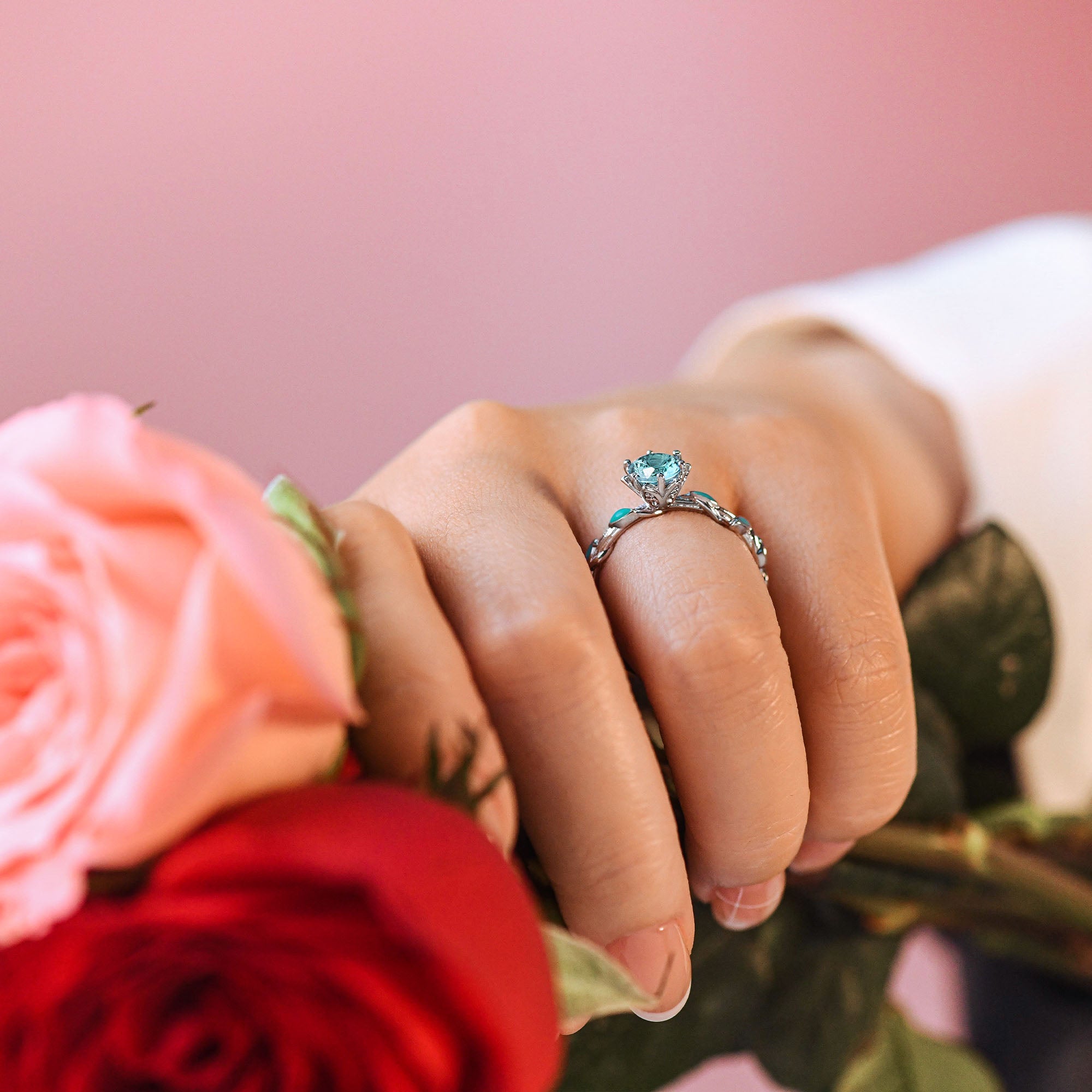 Promise Rose Ring - Aquamarine - Serene Western