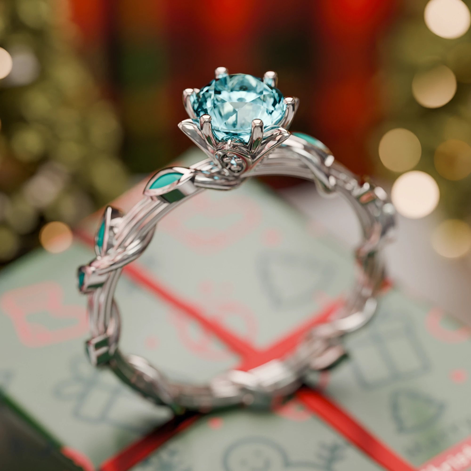 Promise Rose Ring - Aquamarine - Serene Western