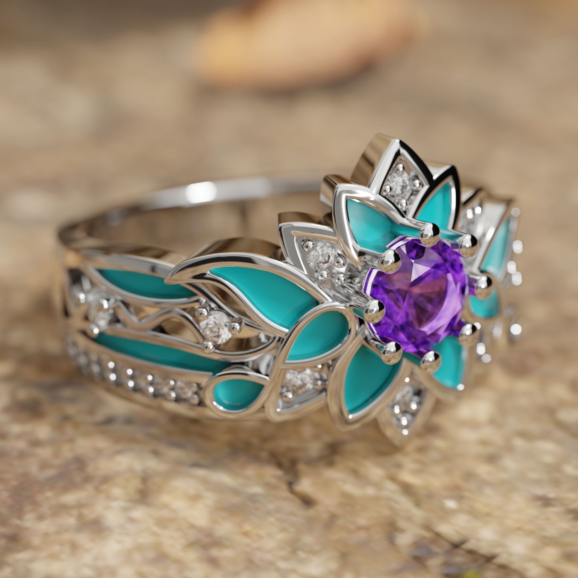 Purple Rose Queen Ring - Amethyst - Serene Western