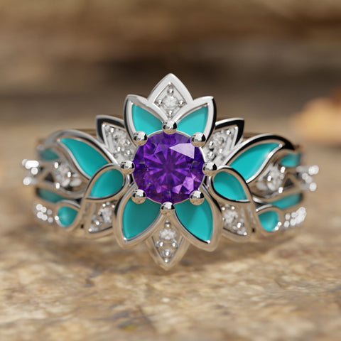 Purple Rose Queen Ring - Amethyst